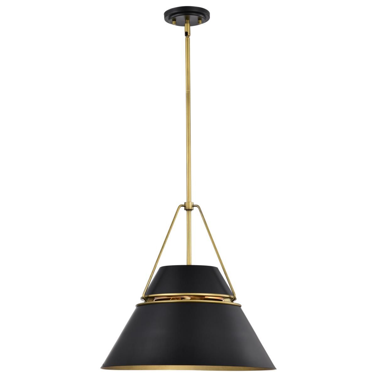 Adina 18 in. 3 lights Pendant Light Matte Black and Natural Brass Finish - Bees Lighting