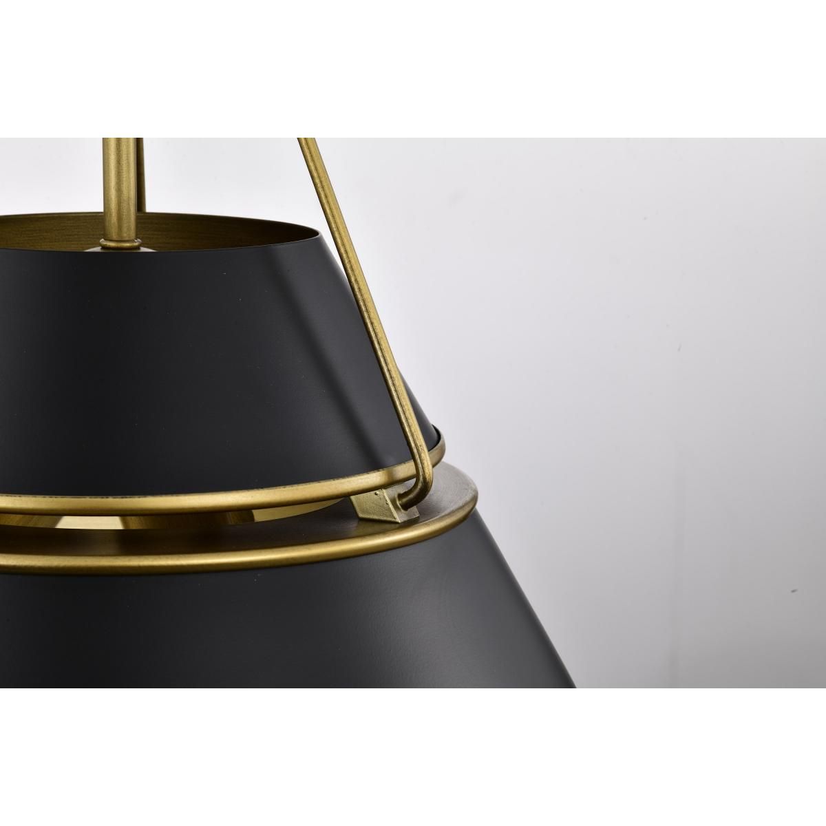 Adina 18 in. 3 lights Pendant Light Matte Black and Natural Brass Finish - Bees Lighting