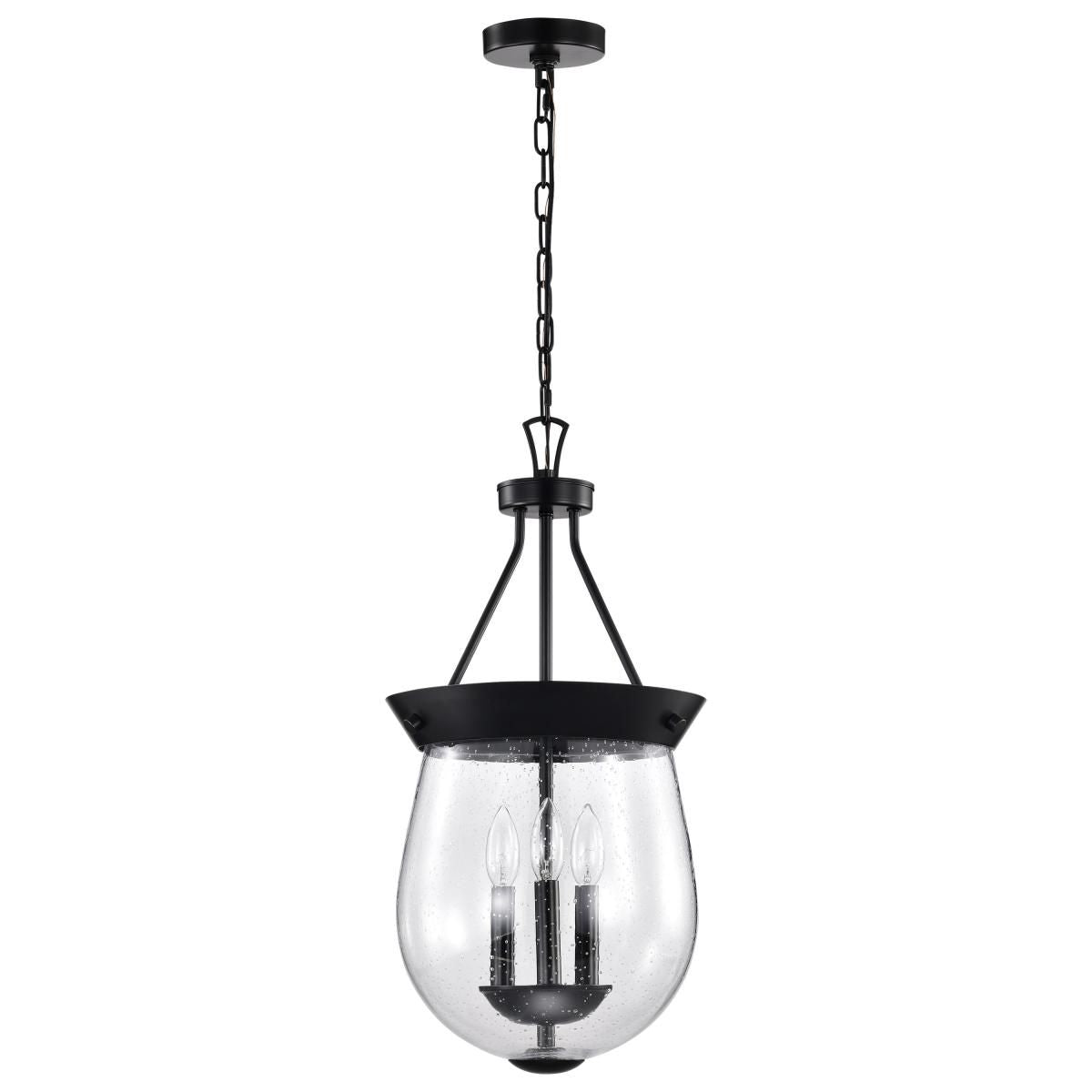 Boliver 12 in. 3 lights Pendant Light Matte Black Finish - Bees Lighting