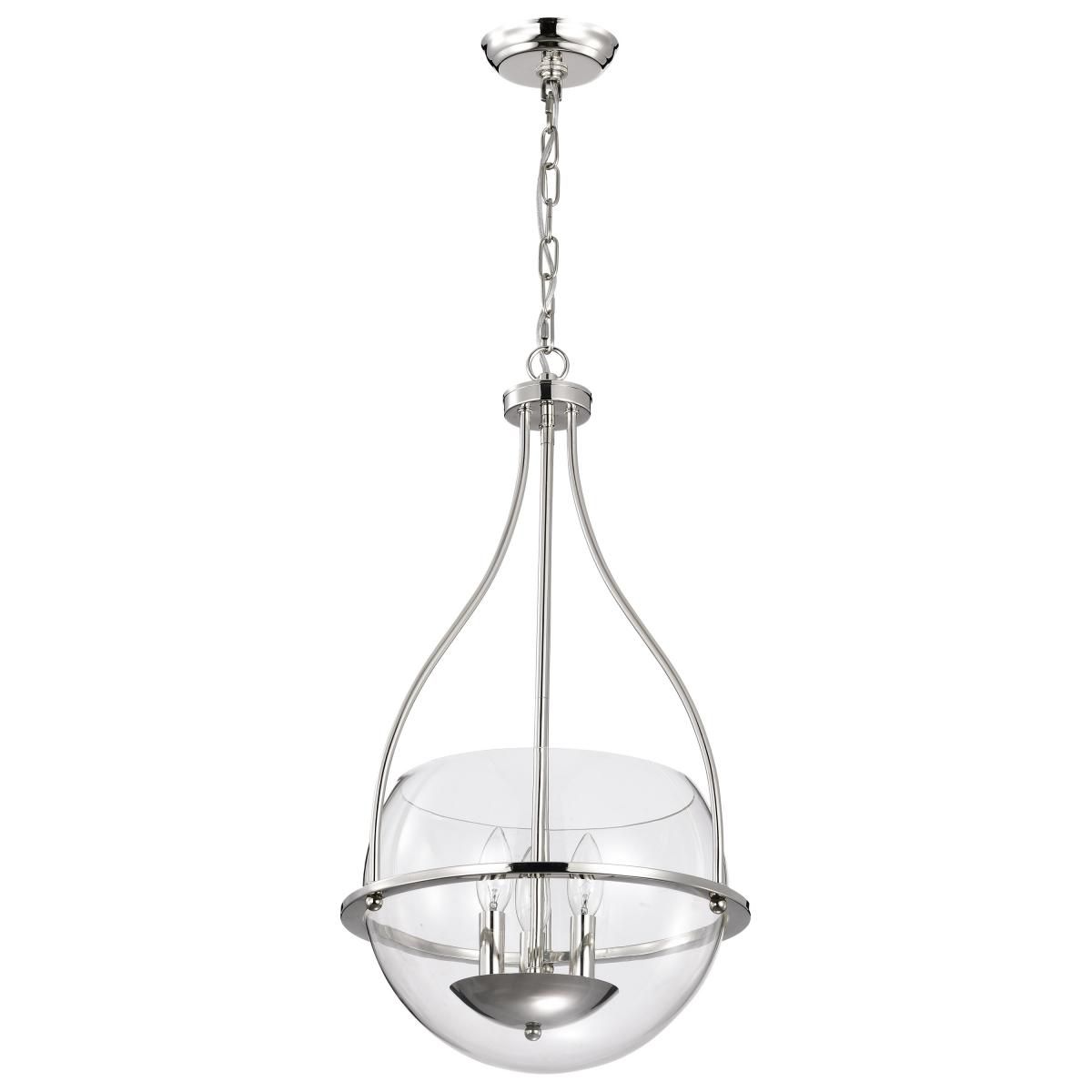 Amado 14 in. 3 lights Pendant Light Polished Nickel Finish - Bees Lighting