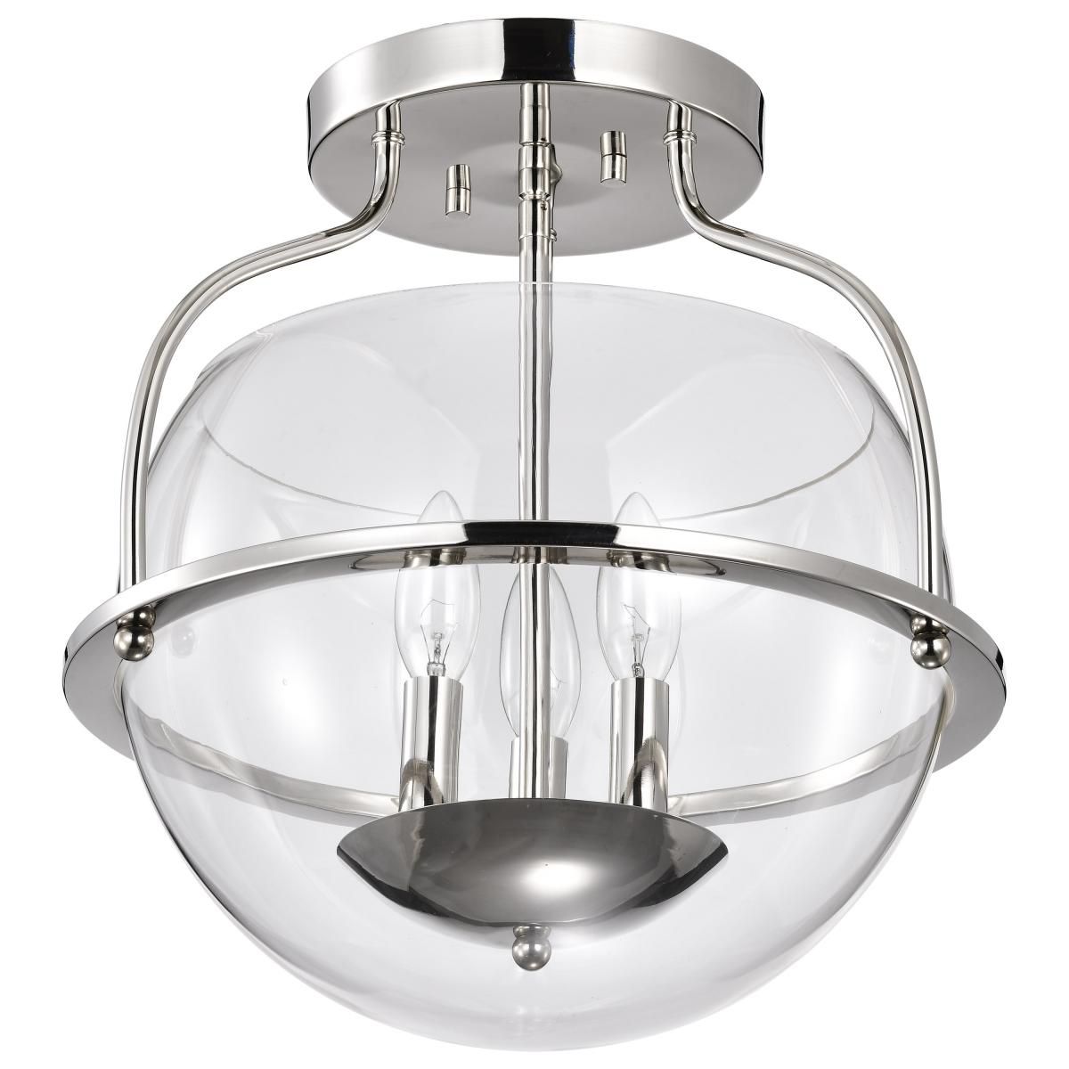 Amado 14 in. 3 lights Semi-flush Mount Light Polished Nickel Finish - Bees Lighting