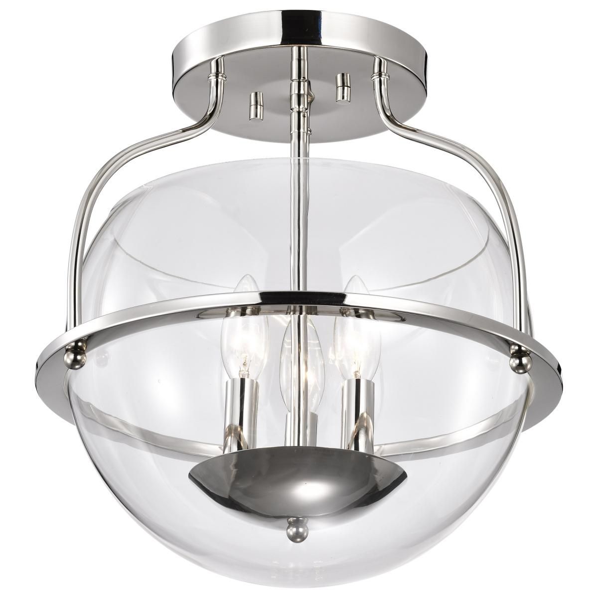 Amado 14 in. 3 lights Semi-flush Mount Light Polished Nickel Finish - Bees Lighting