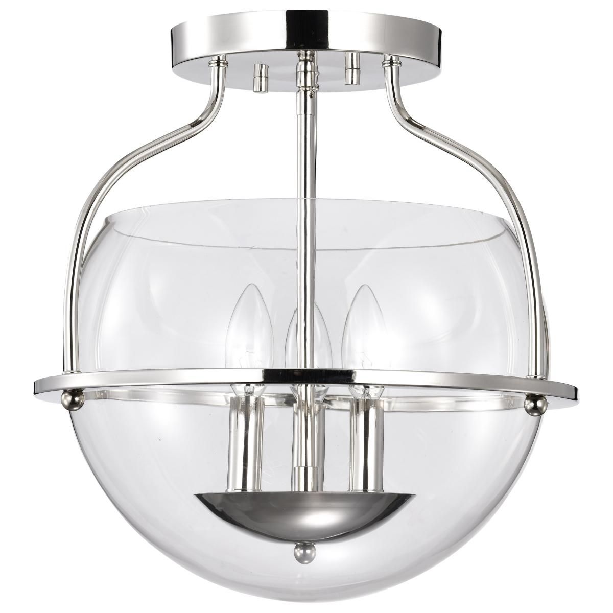 Amado 14 in. 3 lights Semi-flush Mount Light Polished Nickel Finish - Bees Lighting