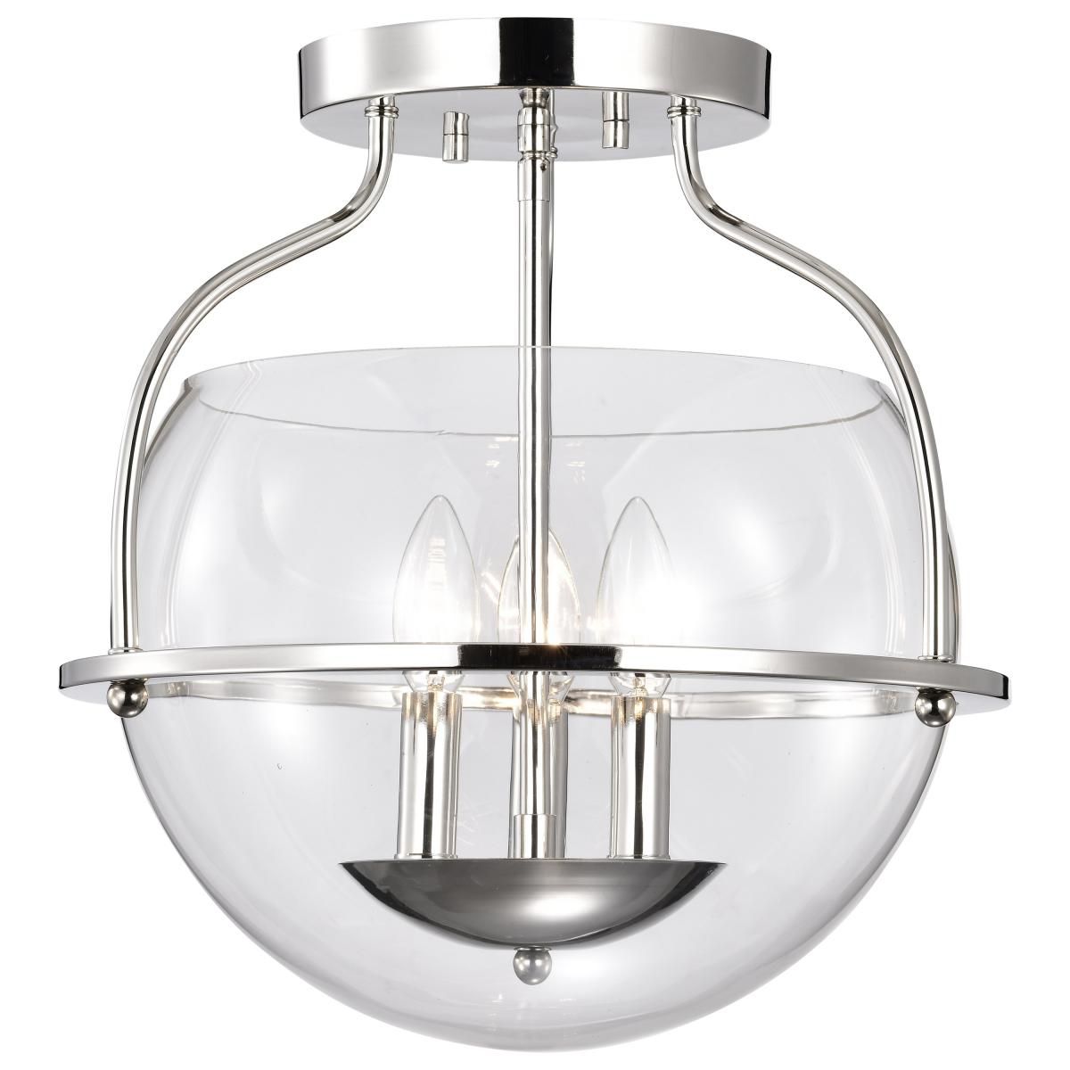 Amado 14 in. 3 lights Semi-flush Mount Light Polished Nickel Finish - Bees Lighting