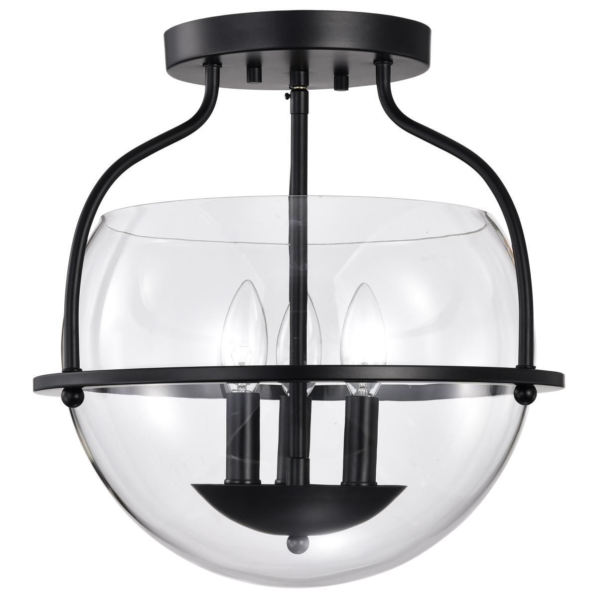 Amado 14 in. 3 lights Semi-flush Mount Light Matte Black Finish - Bees Lighting
