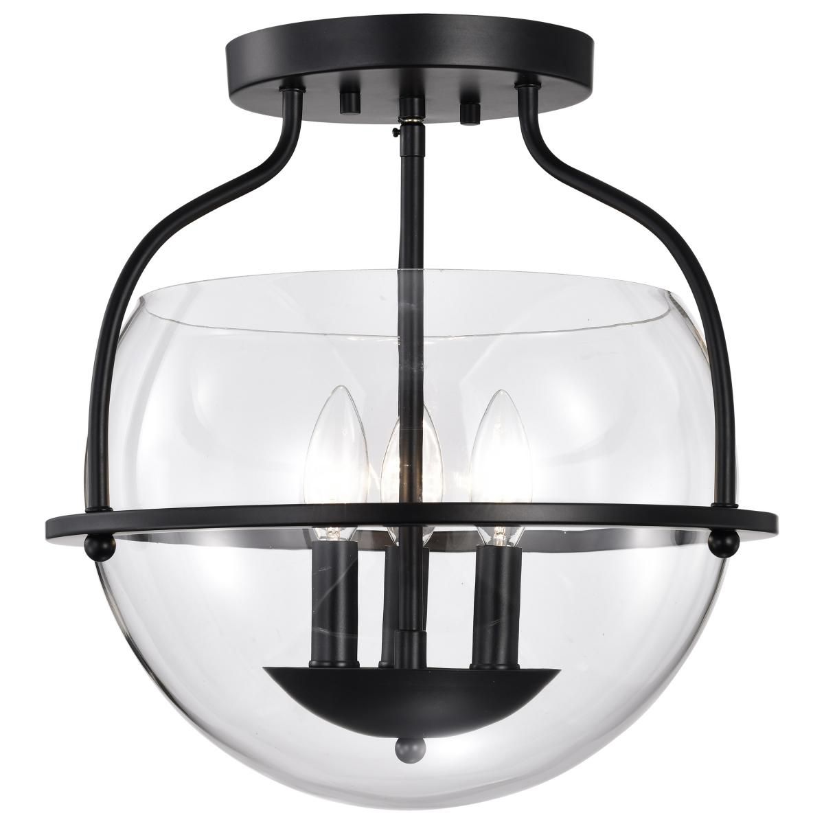 Amado 14 in. 3 lights Semi-flush Mount Light Matte Black Finish - Bees Lighting