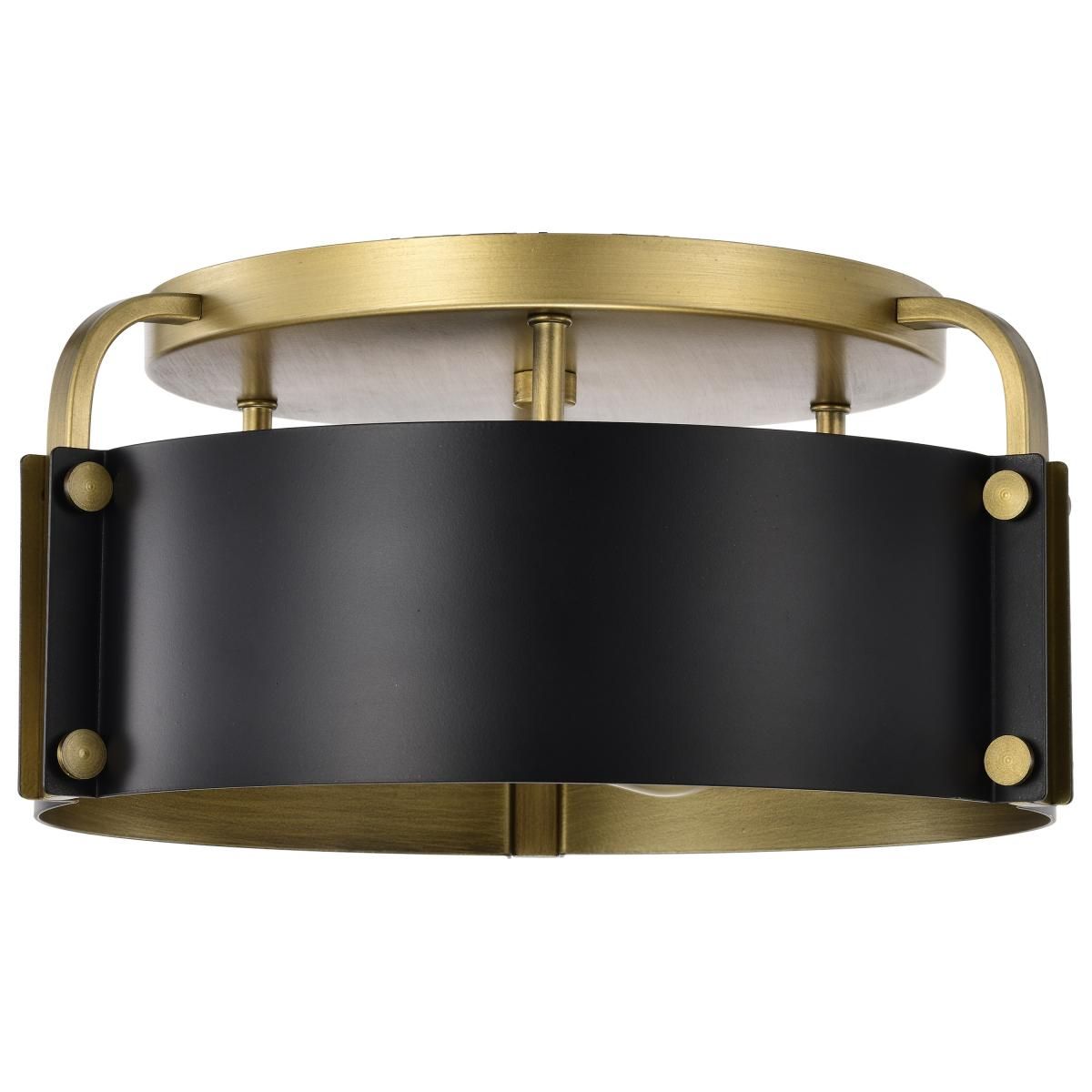 Altos 14 in. 3 lights Semi-flush Mount Light Matte Black and Natural Brass Finish - Bees Lighting