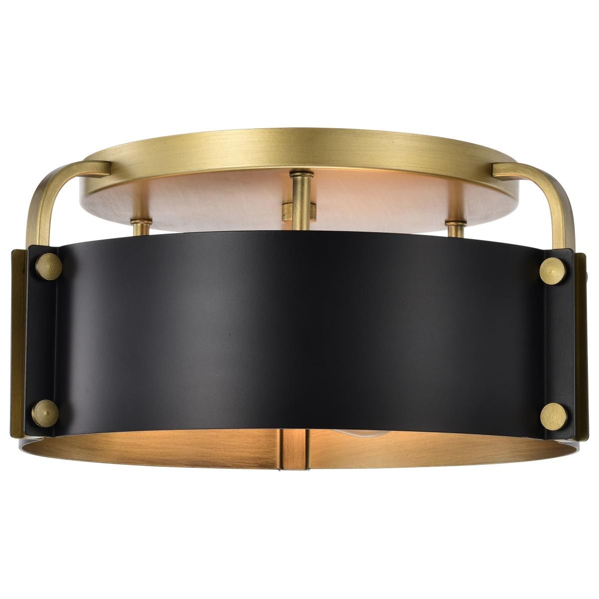 Altos 14 in. 3 lights Semi-flush Mount Light Matte Black and Natural Brass Finish - Bees Lighting