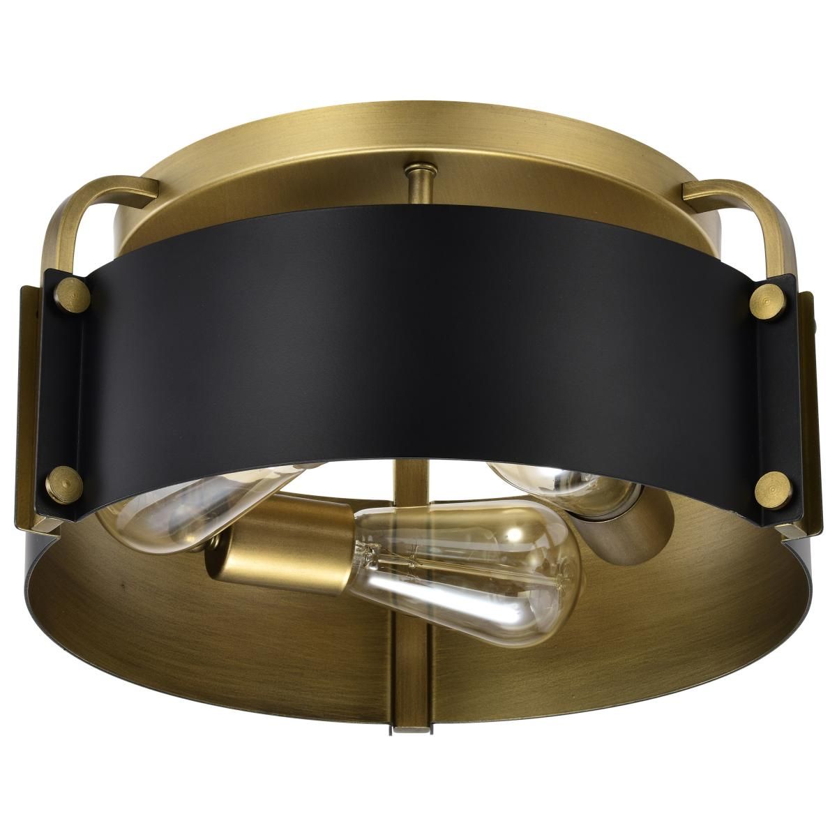 Altos 14 in. 3 lights Semi-flush Mount Light Matte Black and Natural Brass Finish - Bees Lighting