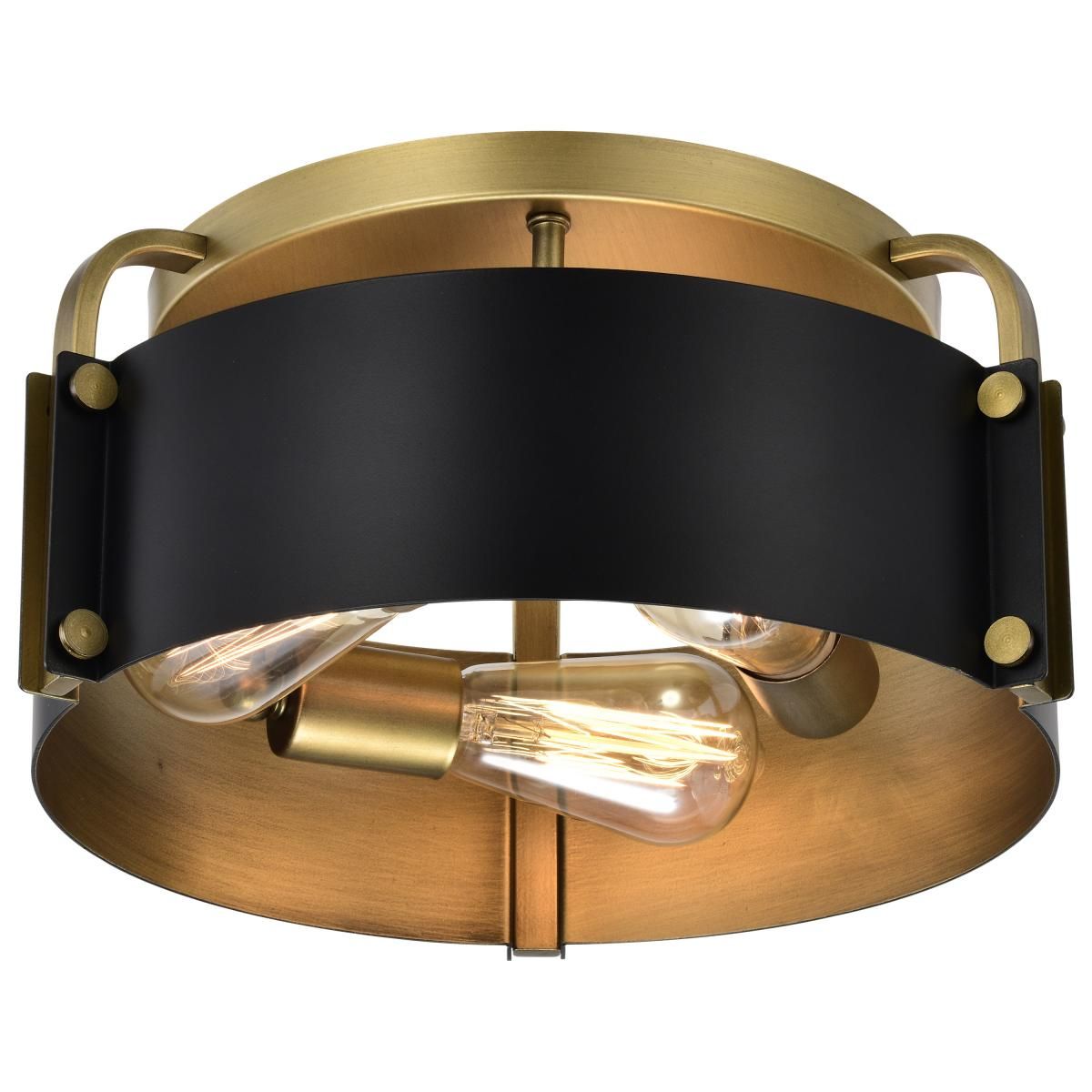 Altos 14 in. 3 lights Semi-flush Mount Light Matte Black and Natural Brass Finish - Bees Lighting