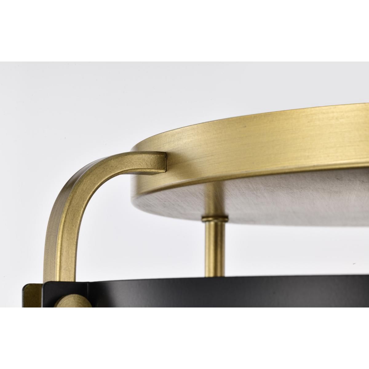 Altos 14 in. 3 lights Semi-flush Mount Light Matte Black and Natural Brass Finish - Bees Lighting