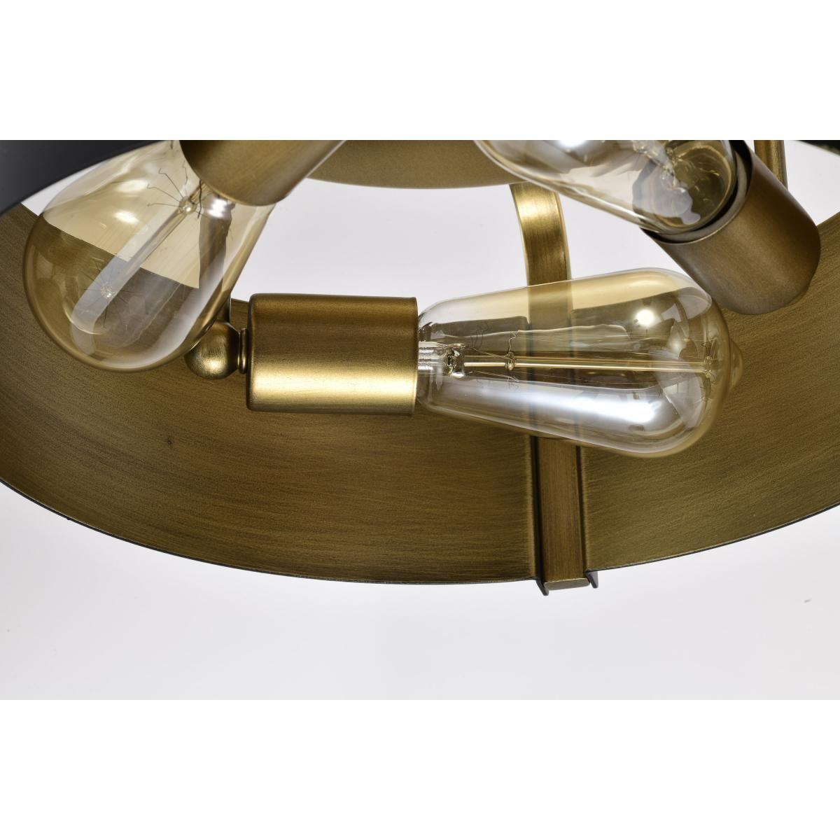 Altos 14 in. 3 lights Semi-flush Mount Light Matte Black and Natural Brass Finish - Bees Lighting