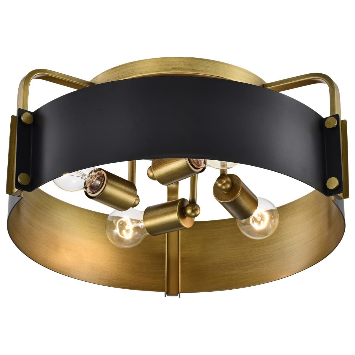 Altos 18 in. 4 lights Semi-flush Mount Light Matte Black and Natural Brass Finish - Bees Lighting