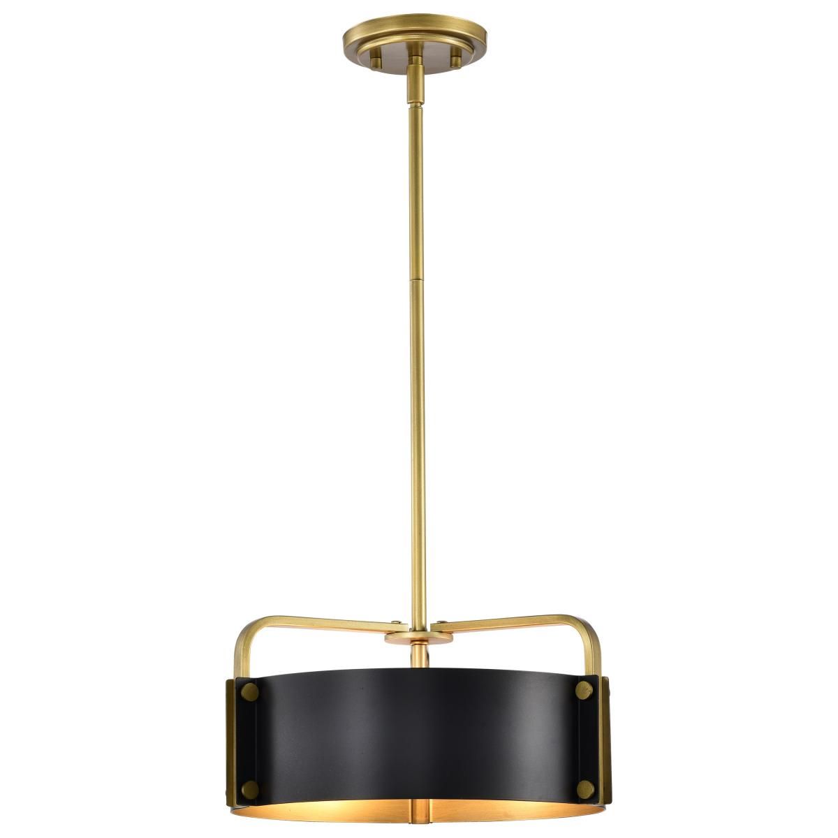 Altos 14 in. 3 lights Pendant Light Matte Black and Natural Brass Finish - Bees Lighting