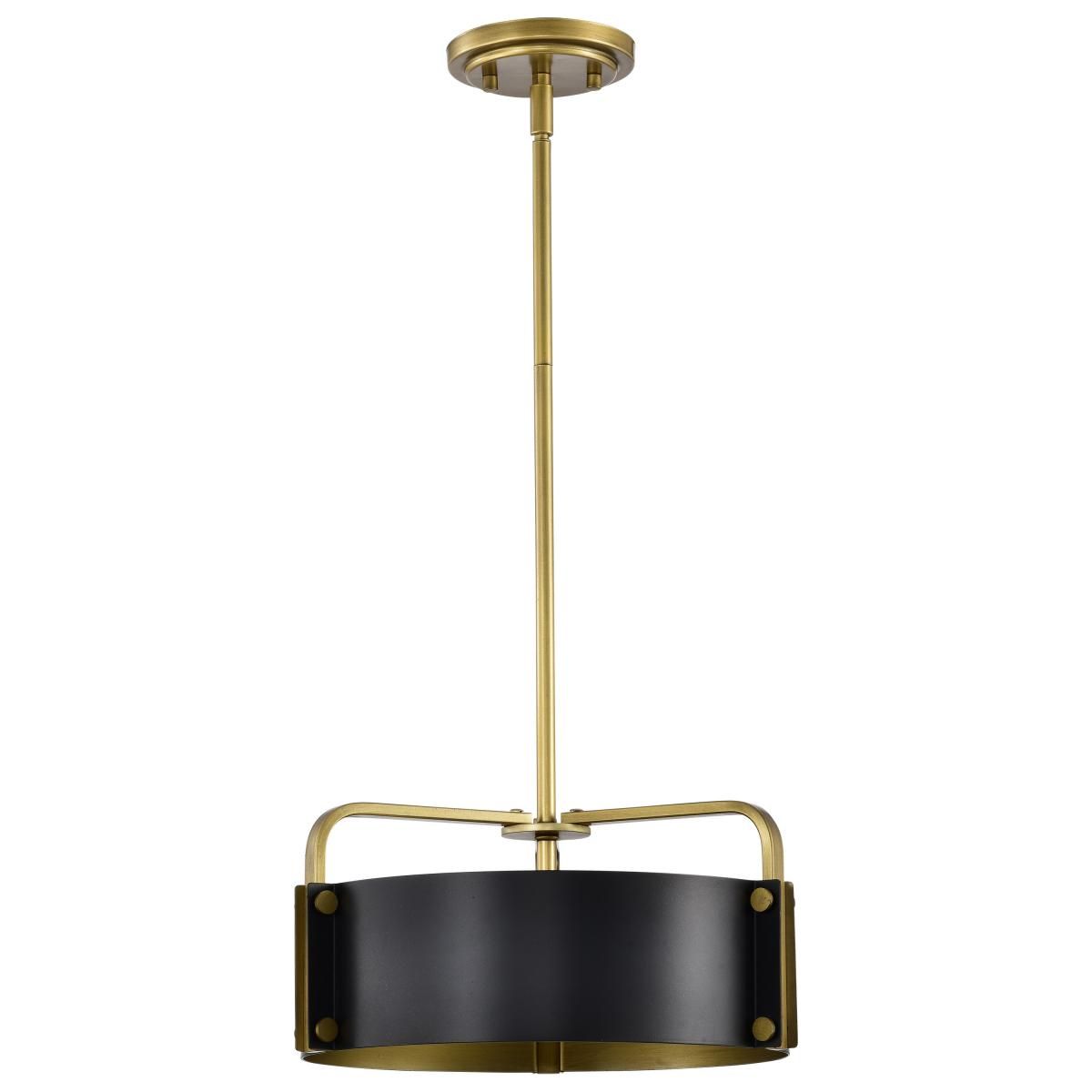 Altos 14 in. 3 lights Pendant Light Matte Black and Natural Brass Finish - Bees Lighting