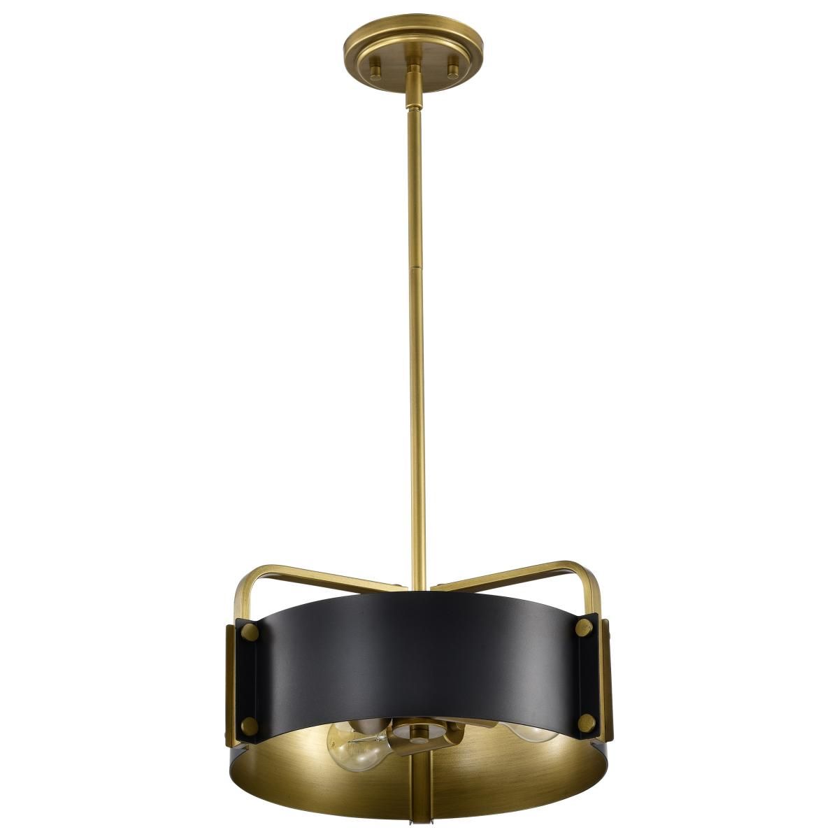 Altos 14 in. 3 lights Pendant Light Matte Black and Natural Brass Finish - Bees Lighting