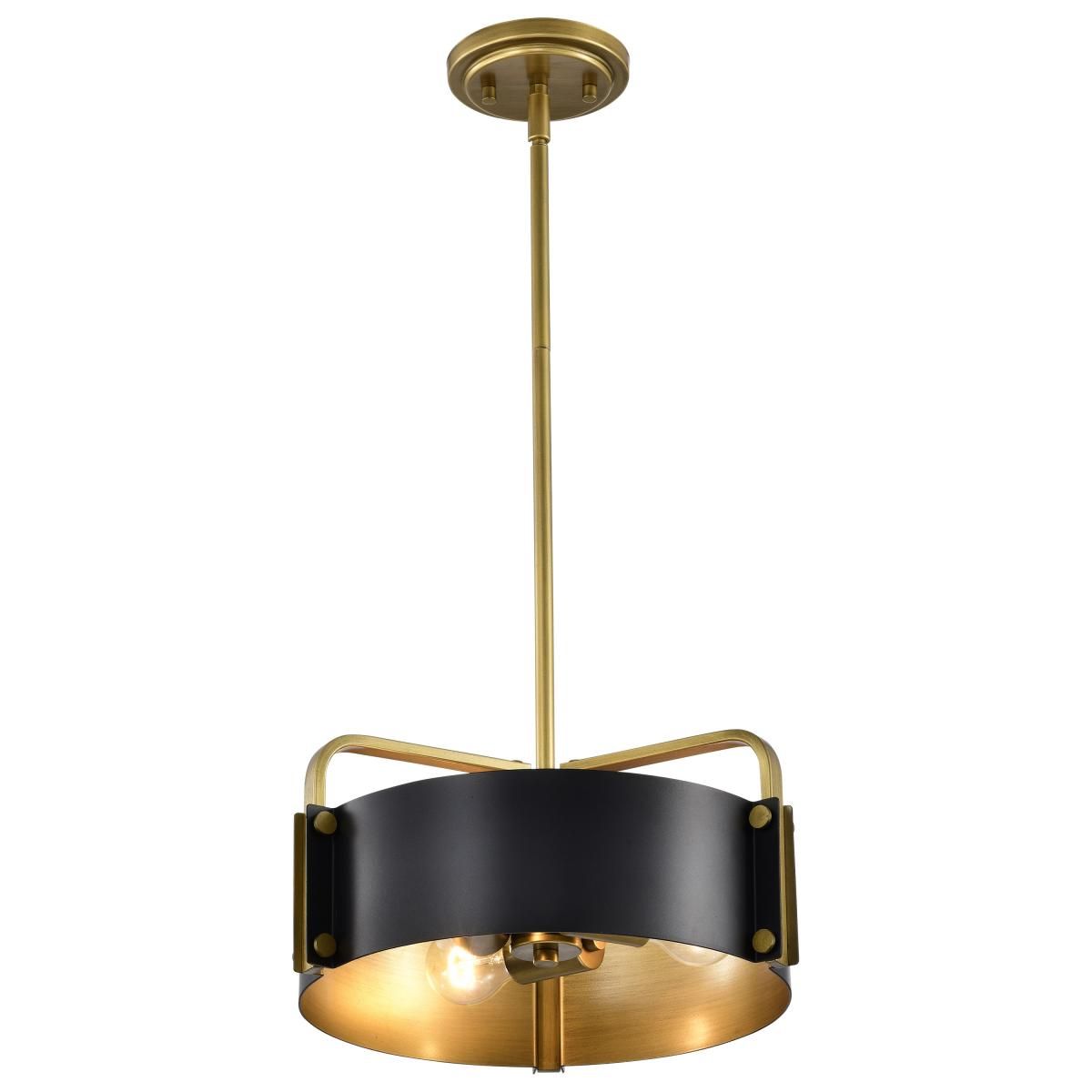 Altos 14 in. 3 lights Pendant Light Matte Black and Natural Brass Finish - Bees Lighting