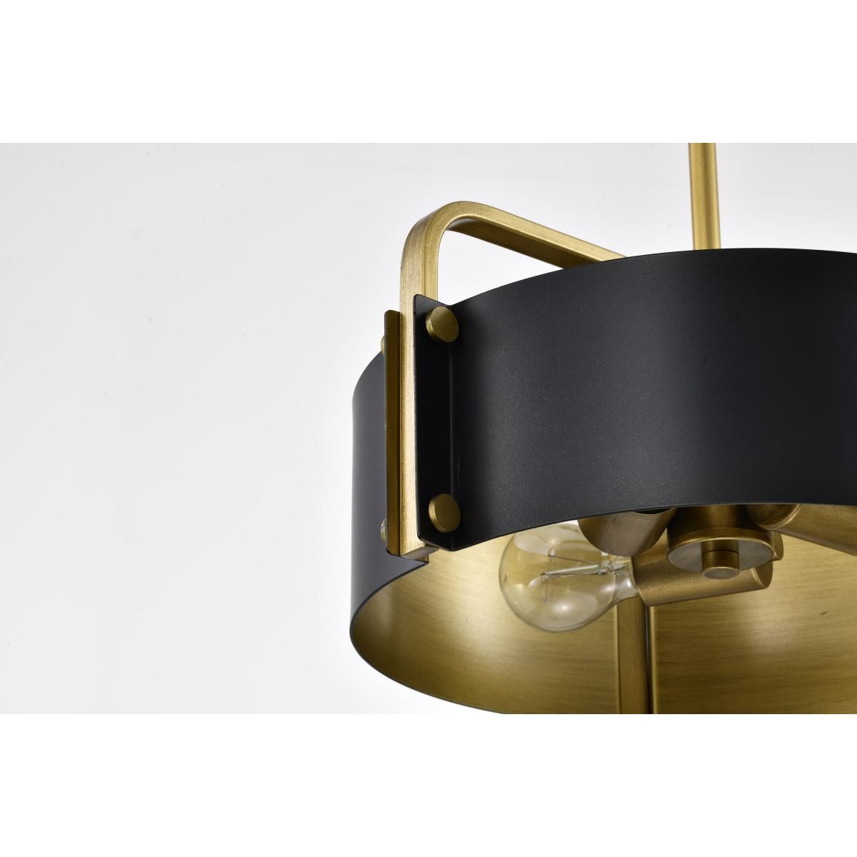 Altos 14 in. 3 lights Pendant Light Matte Black and Natural Brass Finish - Bees Lighting