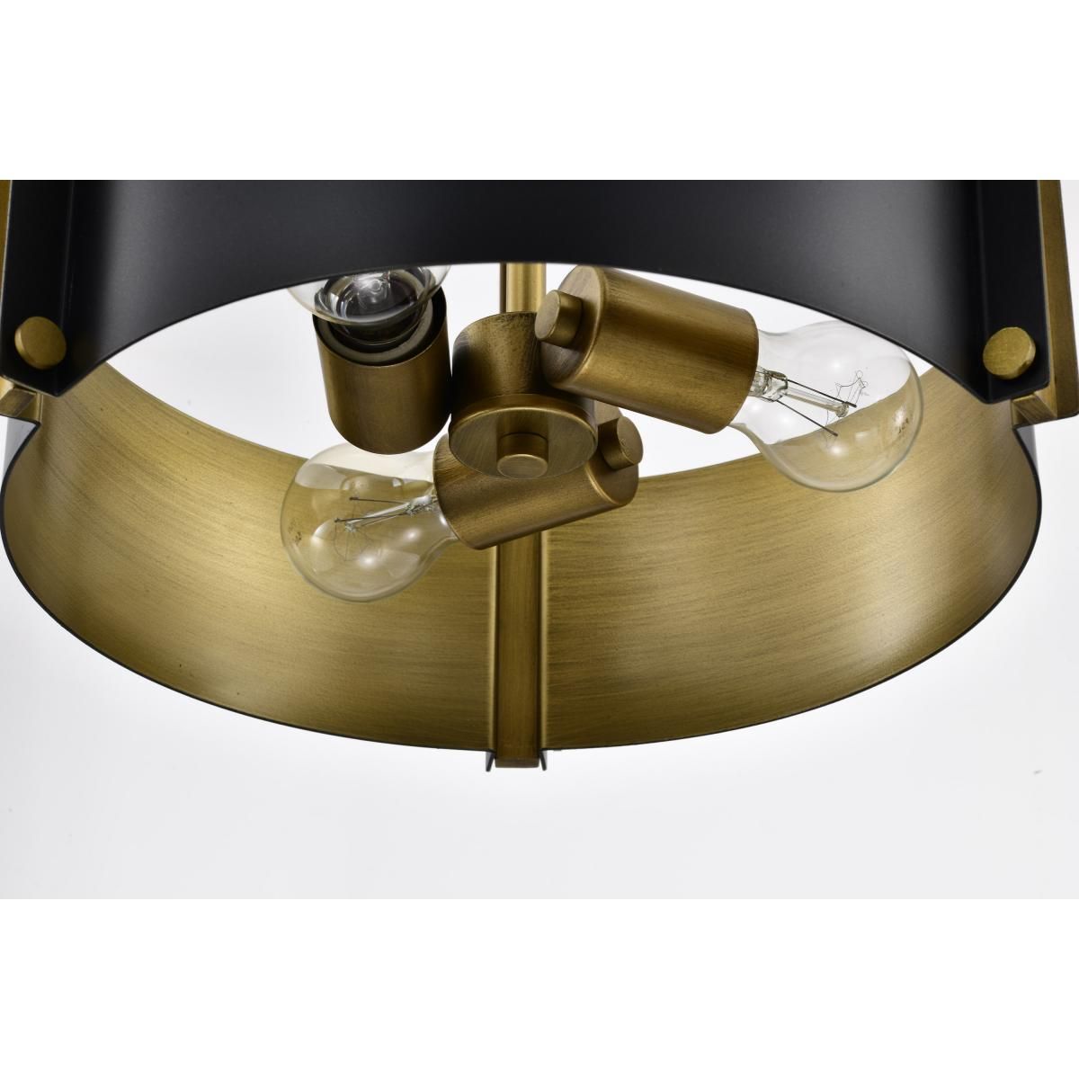 Altos 14 in. 3 lights Pendant Light Matte Black and Natural Brass Finish - Bees Lighting