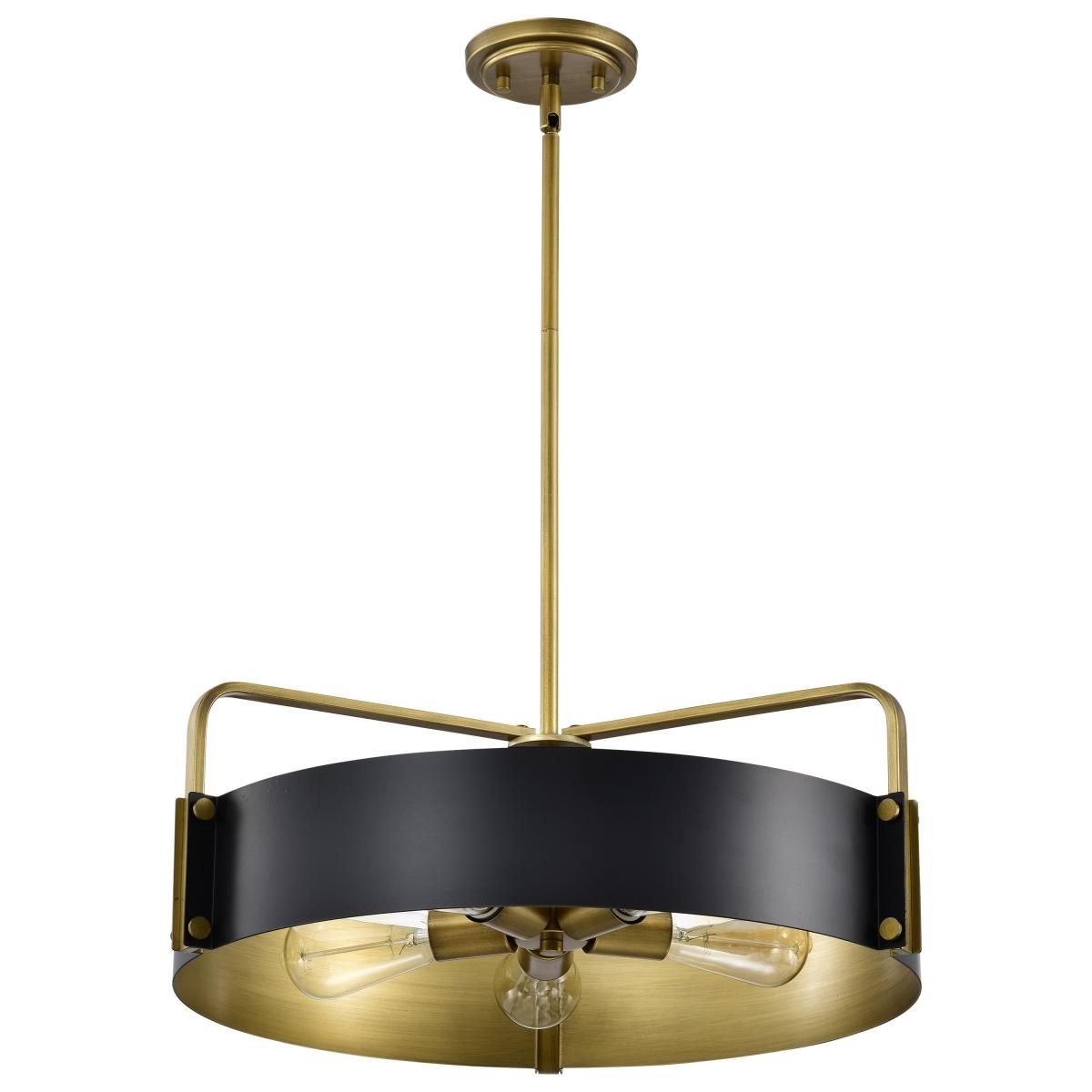 Altos 22 in. 5 lights Pendant Light Matte Black and Natural Brass Finish - Bees Lighting