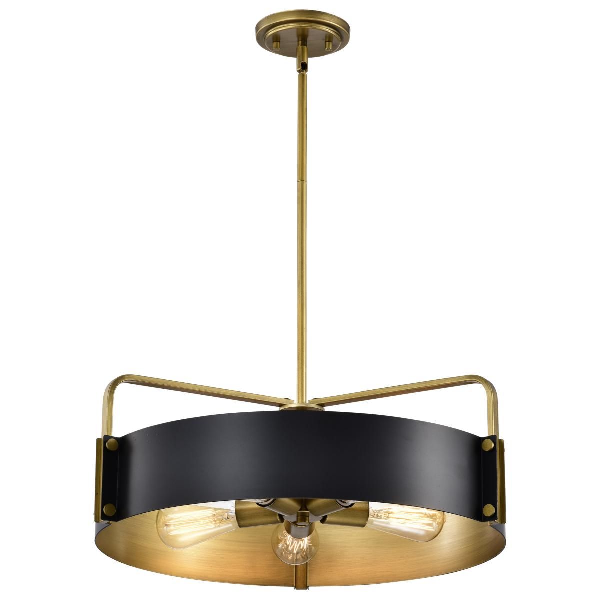 Altos 22 in. 5 lights Pendant Light Matte Black and Natural Brass Finish - Bees Lighting