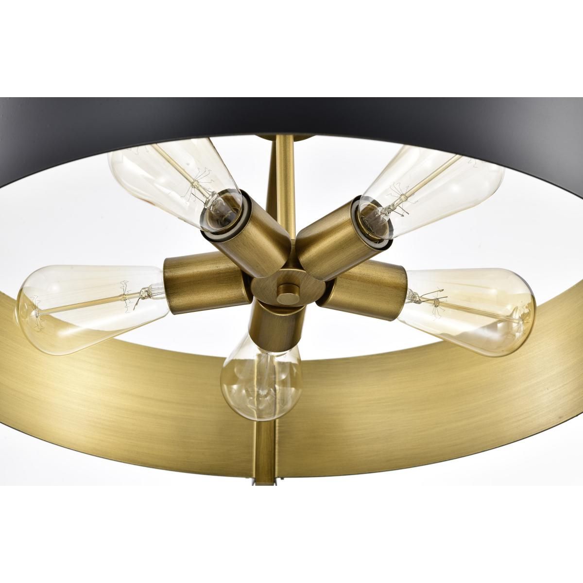 Altos 22 in. 5 lights Pendant Light Matte Black and Natural Brass Finish - Bees Lighting