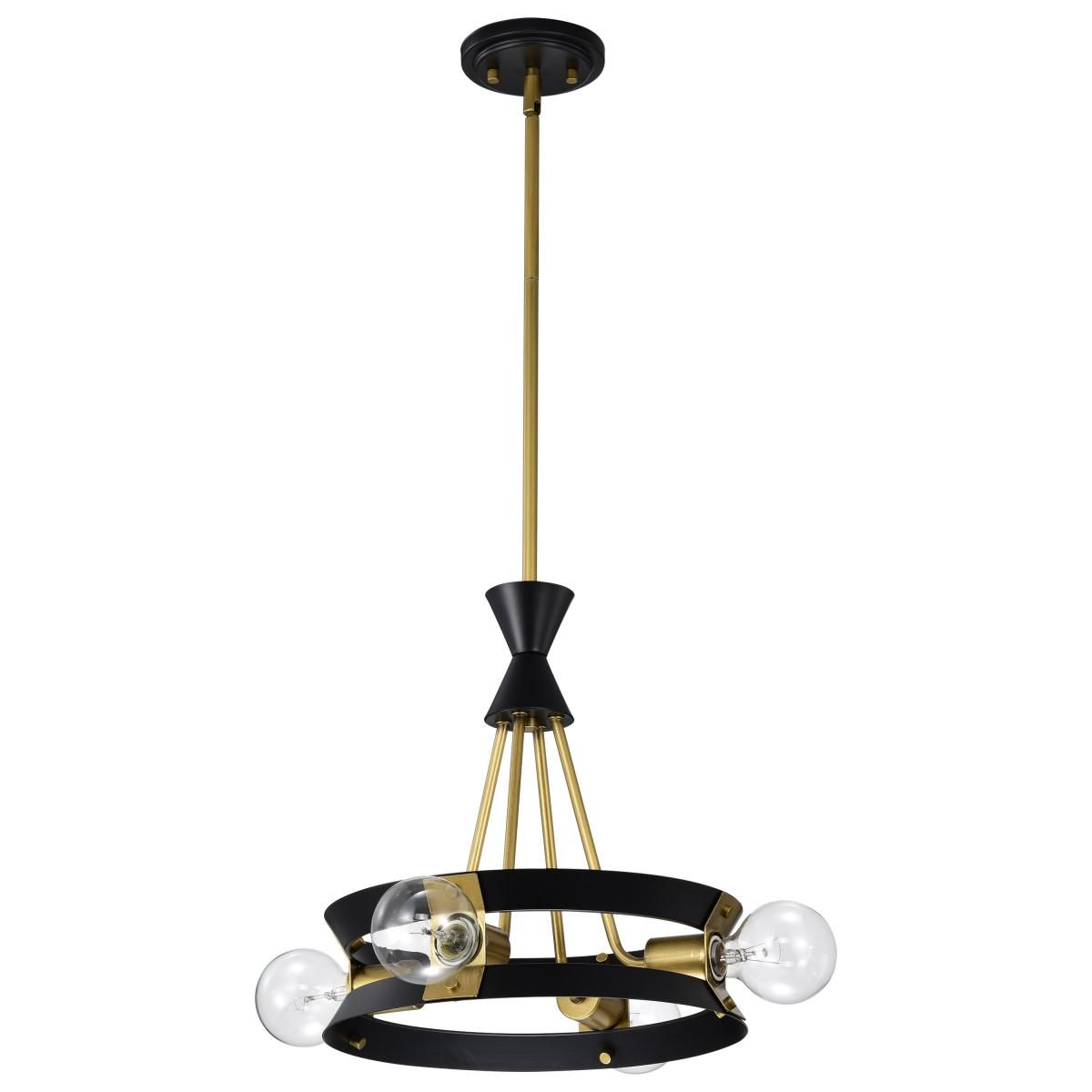 Marsden 13 in. 4 lights Chandelier Matte Black and Natural Brass Finish