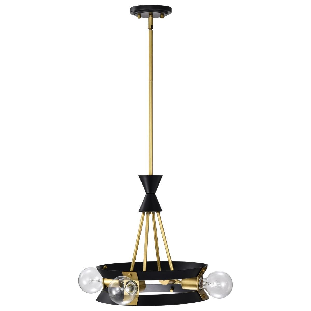 Marsden 13 in. 4 lights Chandelier Matte Black and Natural Brass Finish - Bees Lighting