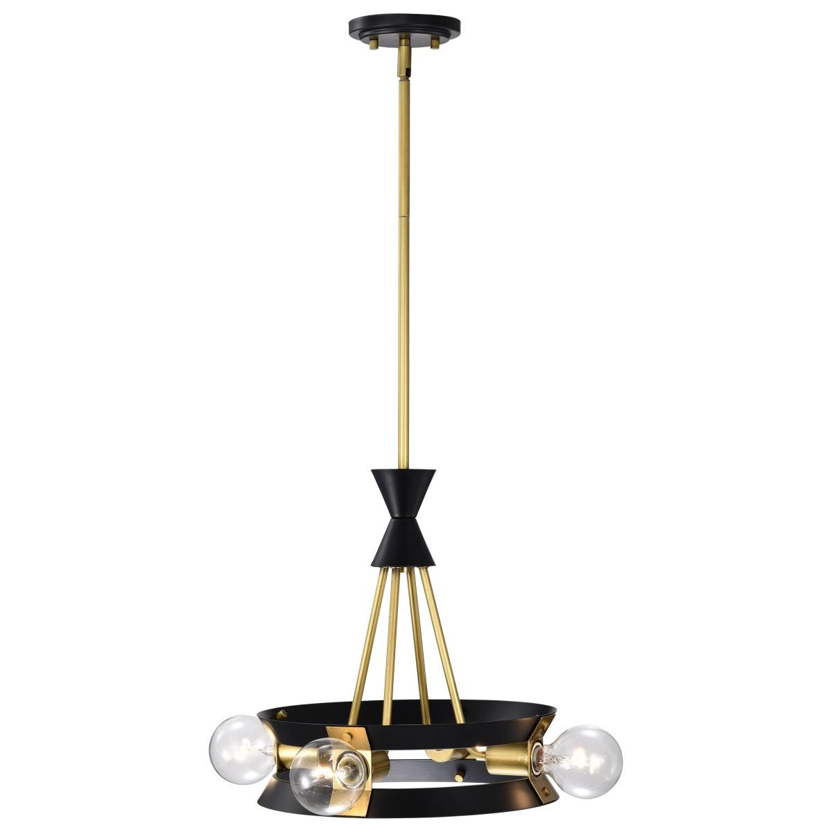 Marsden 13 in. 4 lights Chandelier Matte Black and Natural Brass Finish - Bees Lighting