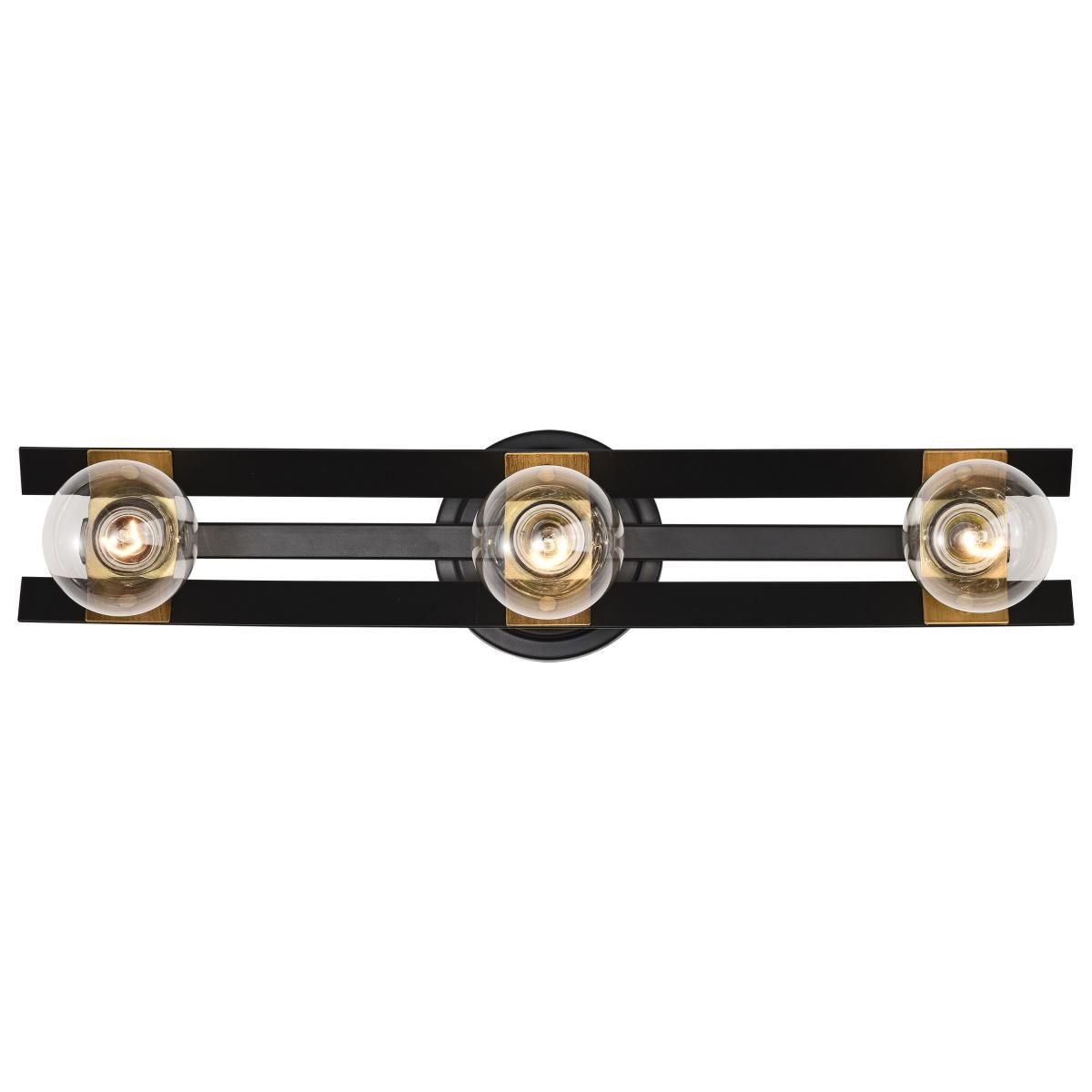 Marsden 22 in. 3 lights Bathroom Vanity Light Matte Black and Natural Brass Finish - Bees Lighting