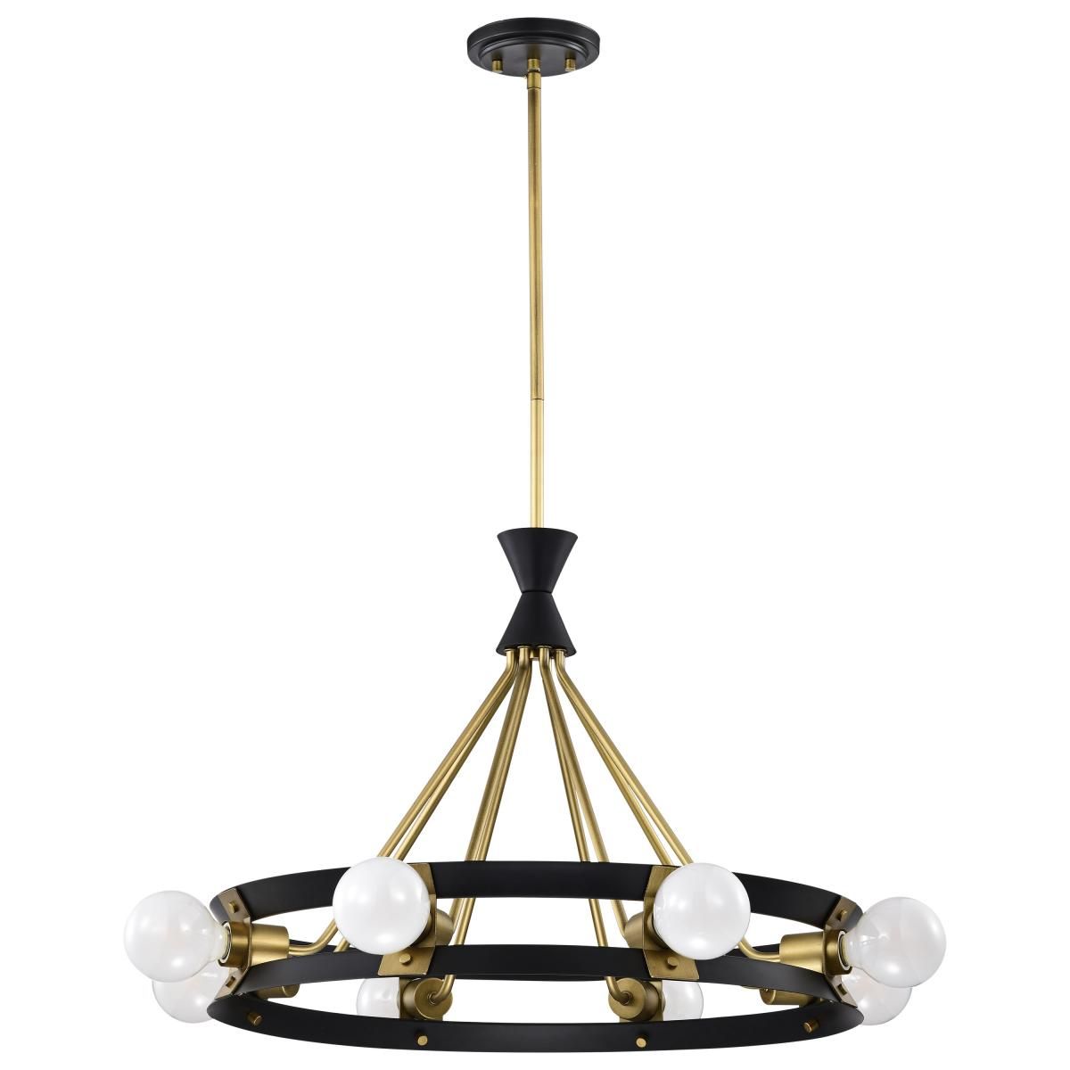 Marsden 23 in. 8 lights Chandelier Matte Black and Natural Brass Finish