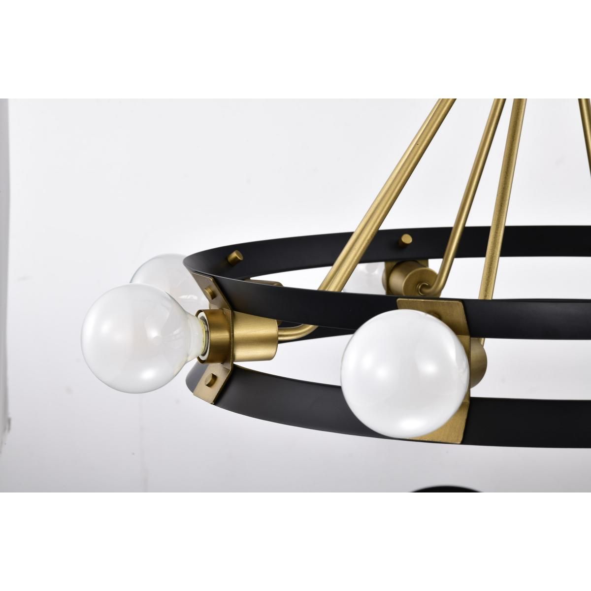 Marsden 23 in. 8 lights Chandelier Matte Black and Natural Brass Finish - Bees Lighting