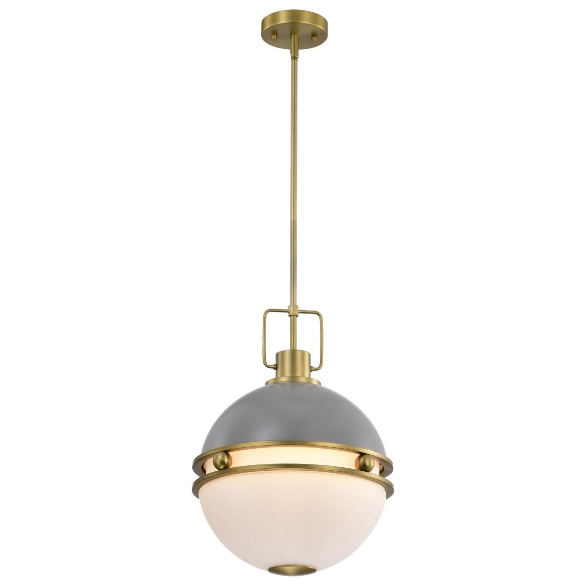 Everton 14 in. 2 lights Pendant Light Matte Gray and Vintage Brass Finish - Bees Lighting
