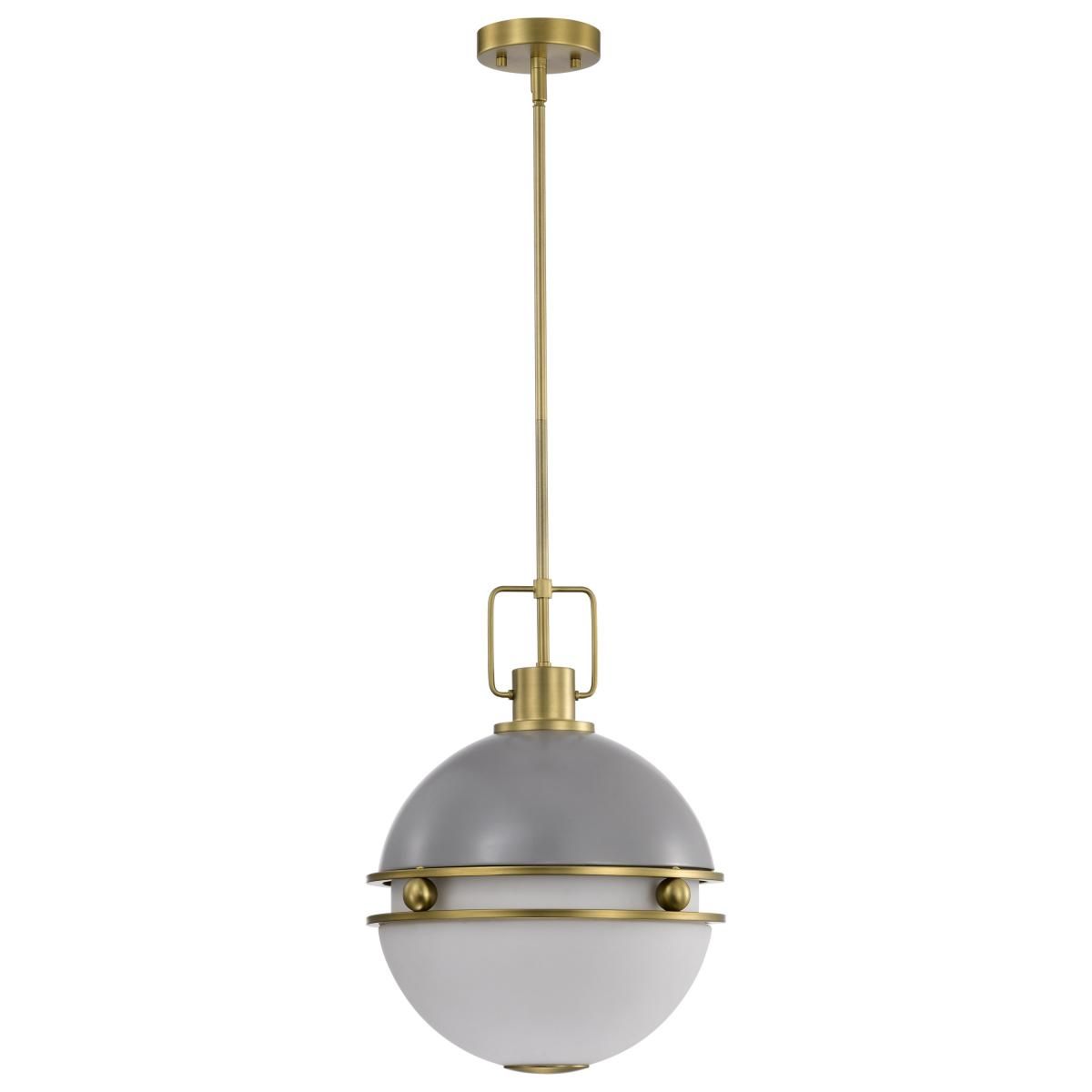 Everton 14 in. 2 lights Pendant Light Matte Gray and Vintage Brass Finish - Bees Lighting