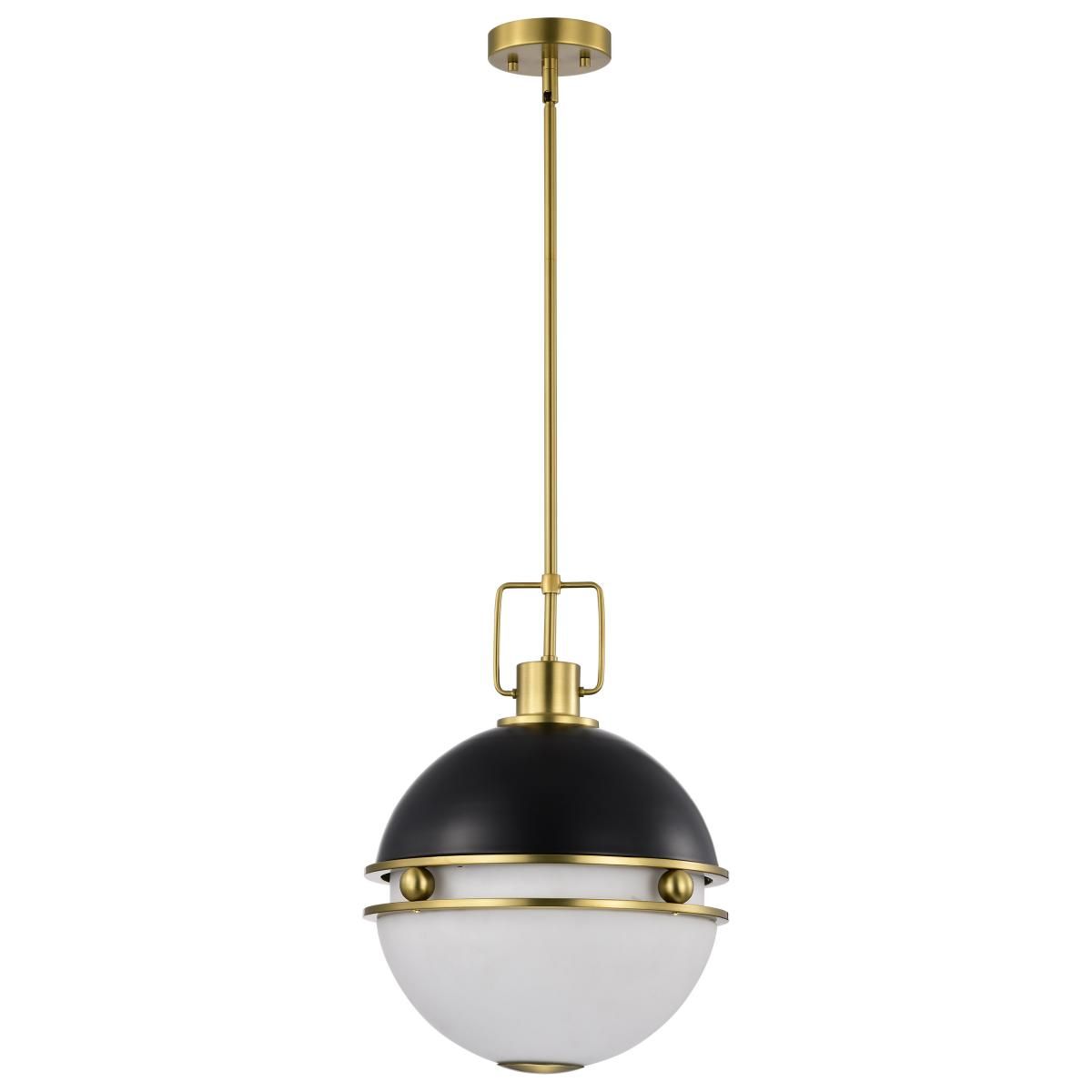 Everton 14 in. 2 lights Pendant Light Matte Black and Vintage Brass Finish - Bees Lighting