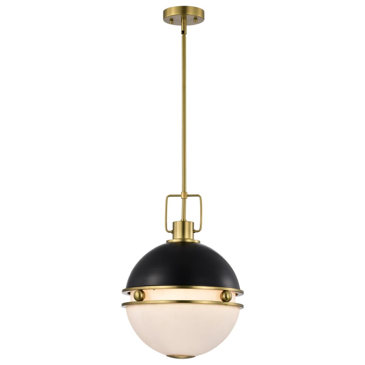 Everton 14 in. 2 lights Pendant Light Matte Black and Vintage Brass Finish - Bees Lighting