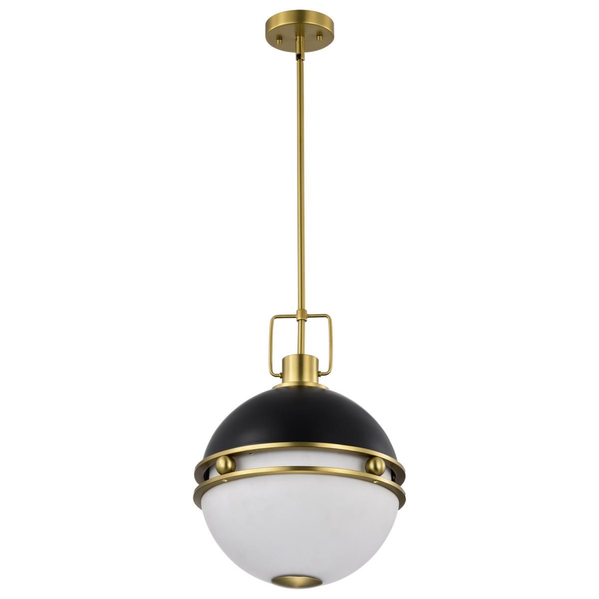Everton 14 in. 2 lights Pendant Light Matte Black and Vintage Brass Finish - Bees Lighting