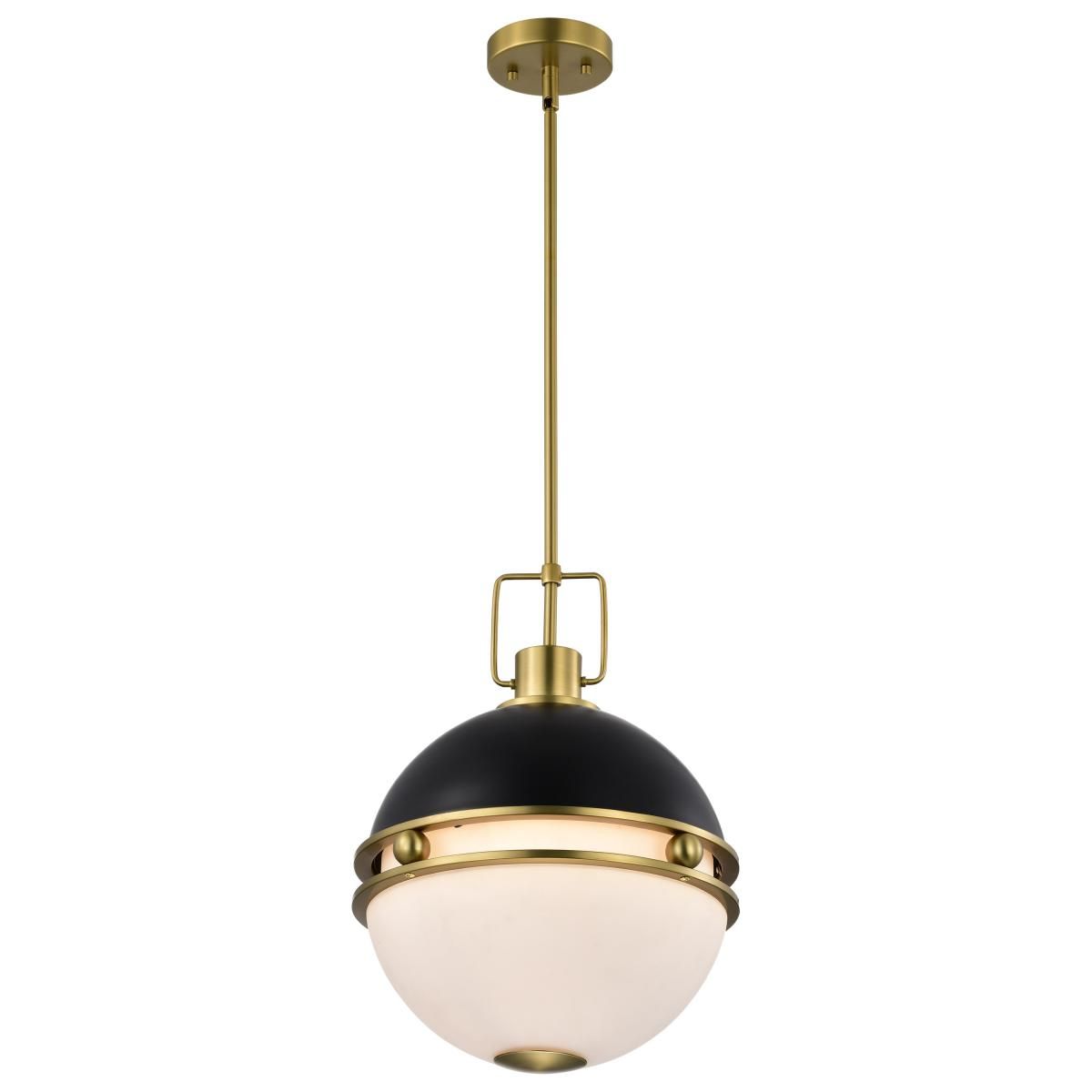 Everton 14 in. 2 lights Pendant Light Matte Black and Vintage Brass Finish - Bees Lighting