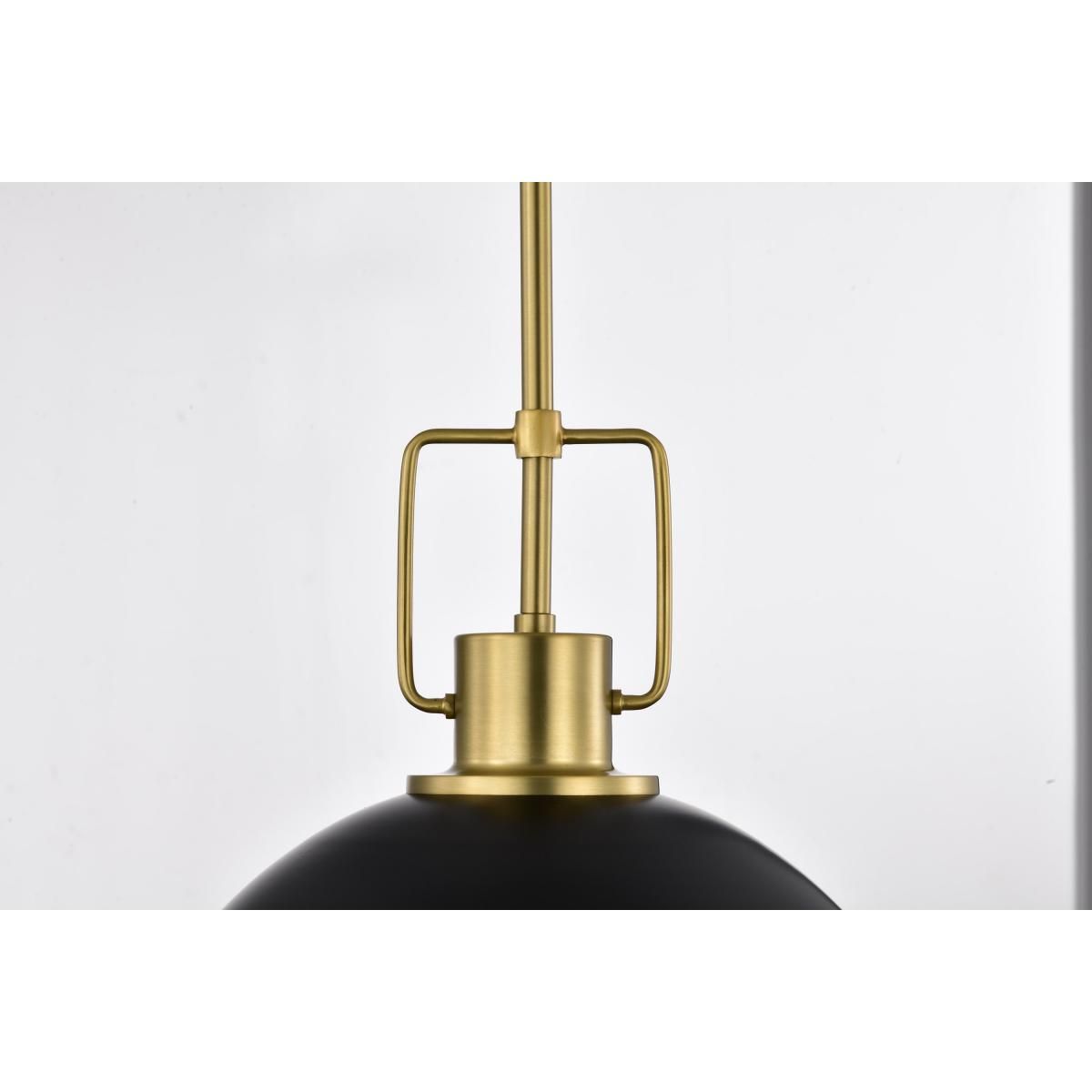 Everton 14 in. 2 lights Pendant Light Matte Black and Vintage Brass Finish - Bees Lighting