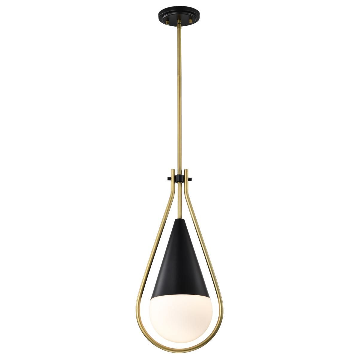 Admiral 1 Light Pendant Light, White Opal Glass