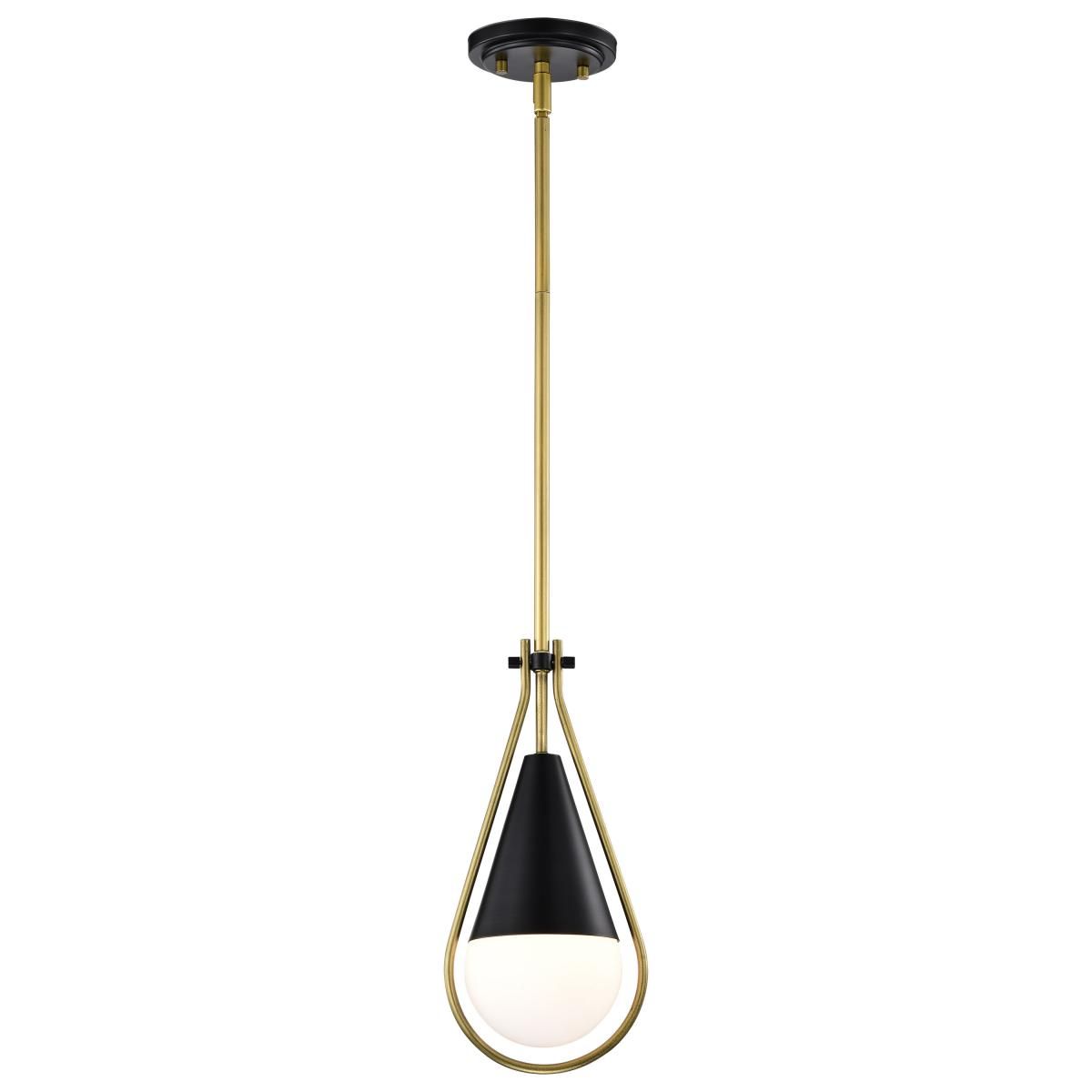 Admiral 1 Light Pendant Light, White Opal Glass