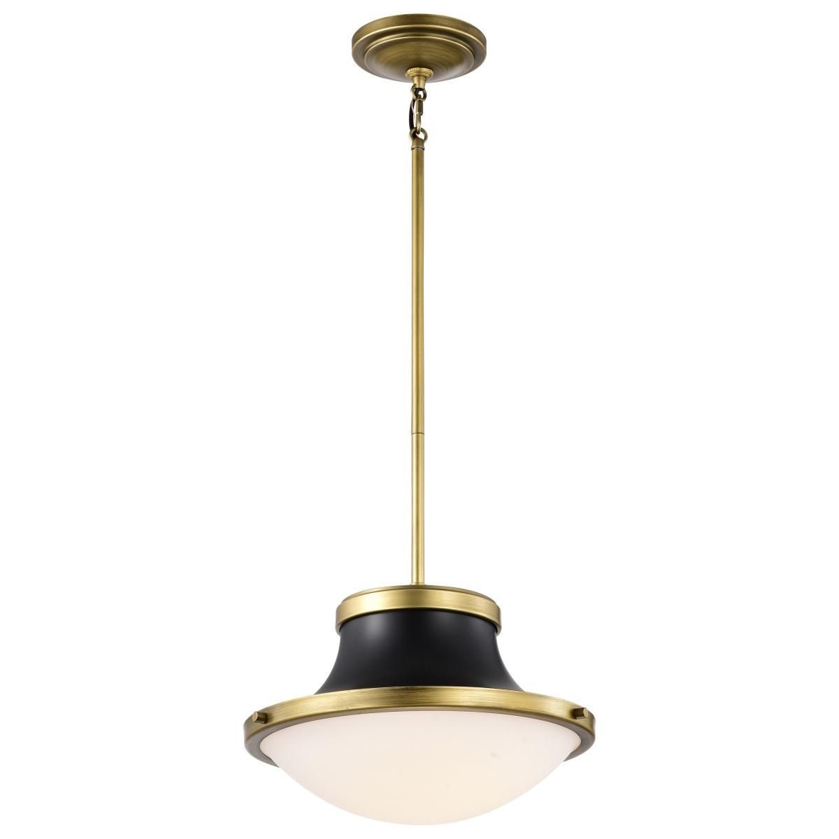 Lafayette Pendant Light, Natural Brass Accents, White Opal Glass - Bees Lighting