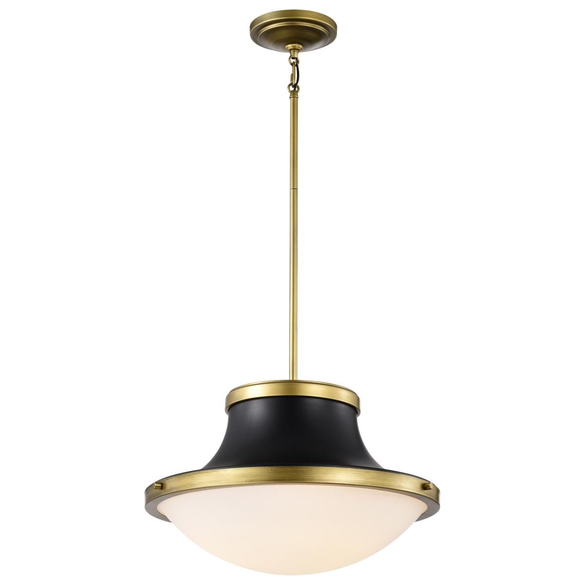 Lafayette Pendant Light, Natural Brass Accents, White Opal Glass - Bees Lighting
