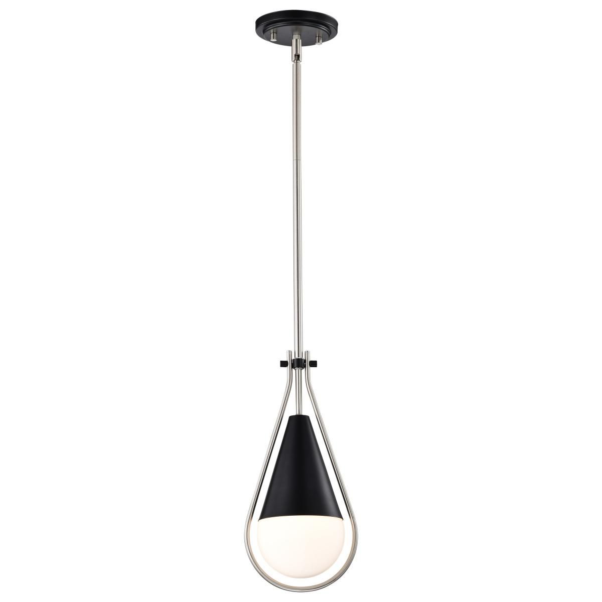 Admiral 1 Light Pendant Light, White Opal Glass