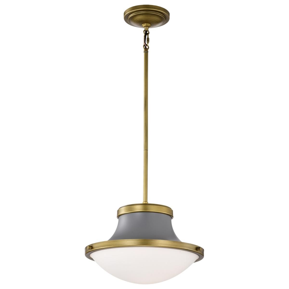Lafayette Pendant Light, Natural Brass Accents, White Opal Glass - Bees Lighting