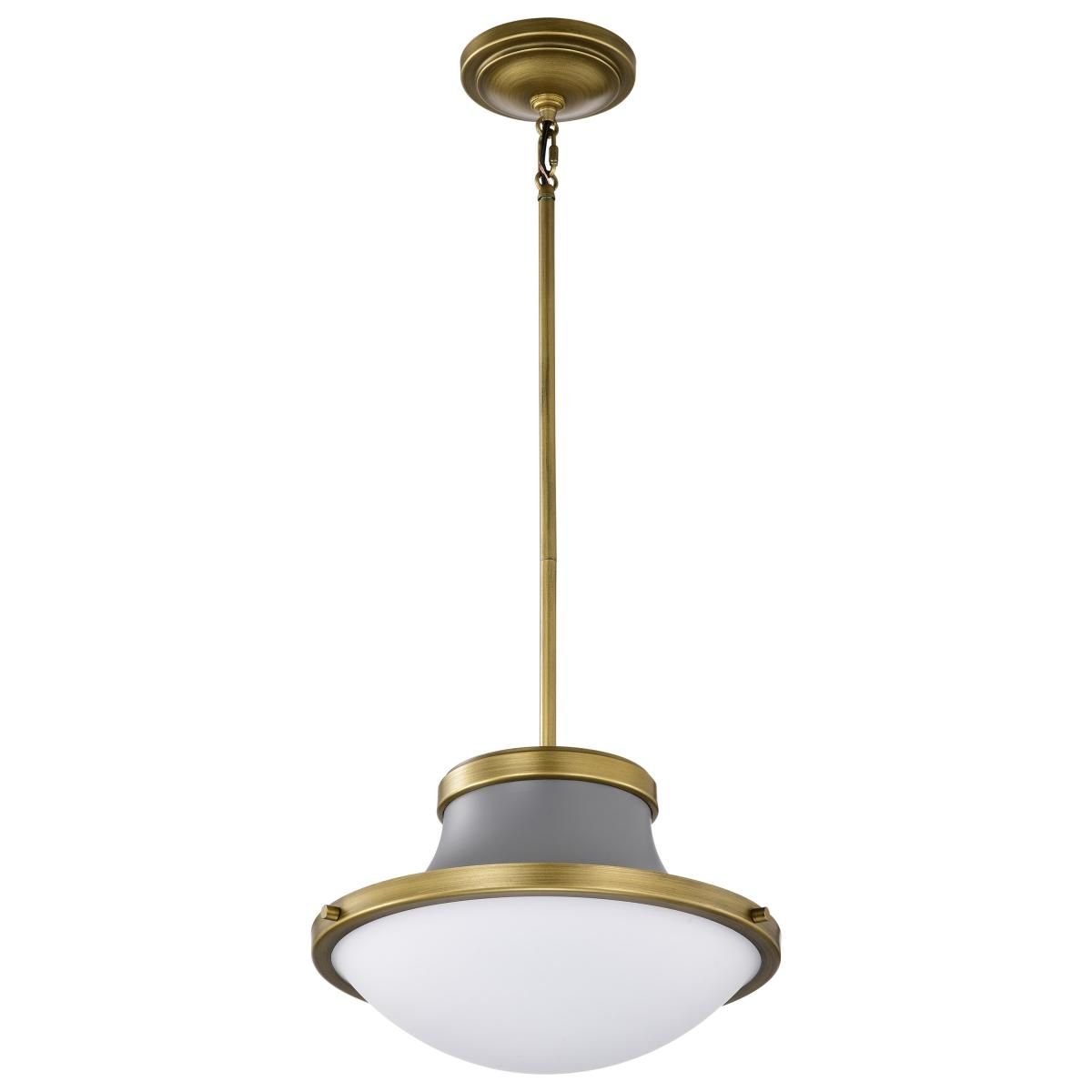 Lafayette 14 in. Pendant Light Matte Gray and Natural Brass Finish - Bees Lighting