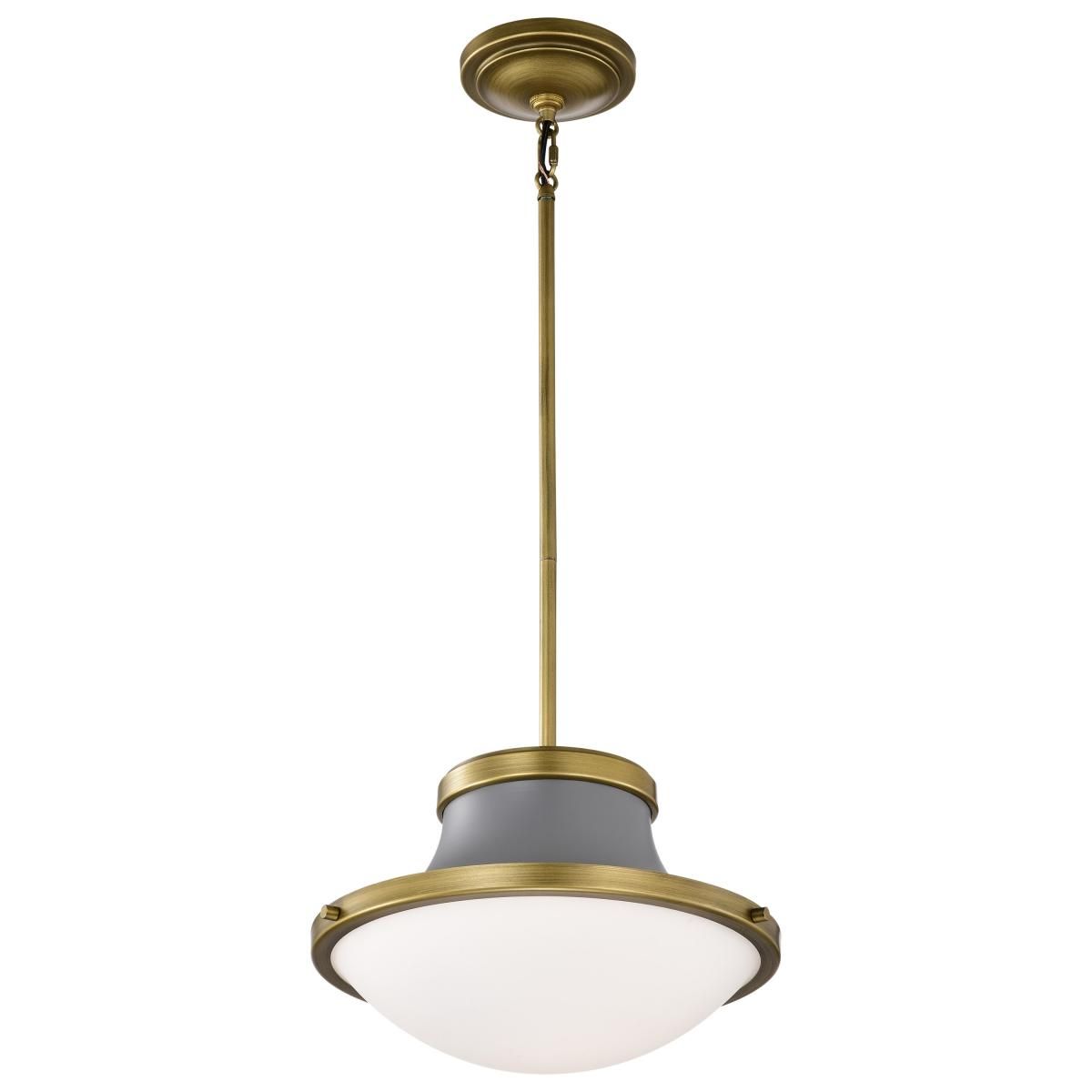 Lafayette 14 in. Pendant Light Matte Gray and Natural Brass Finish - Bees Lighting