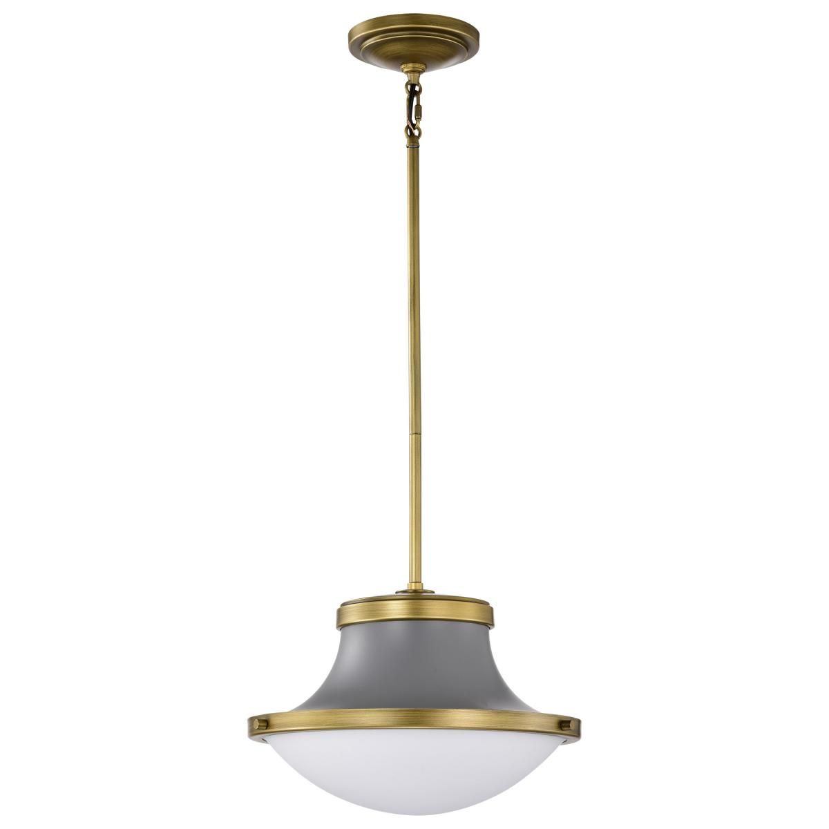 Lafayette 14 in. Pendant Light Matte Gray and Natural Brass Finish - Bees Lighting