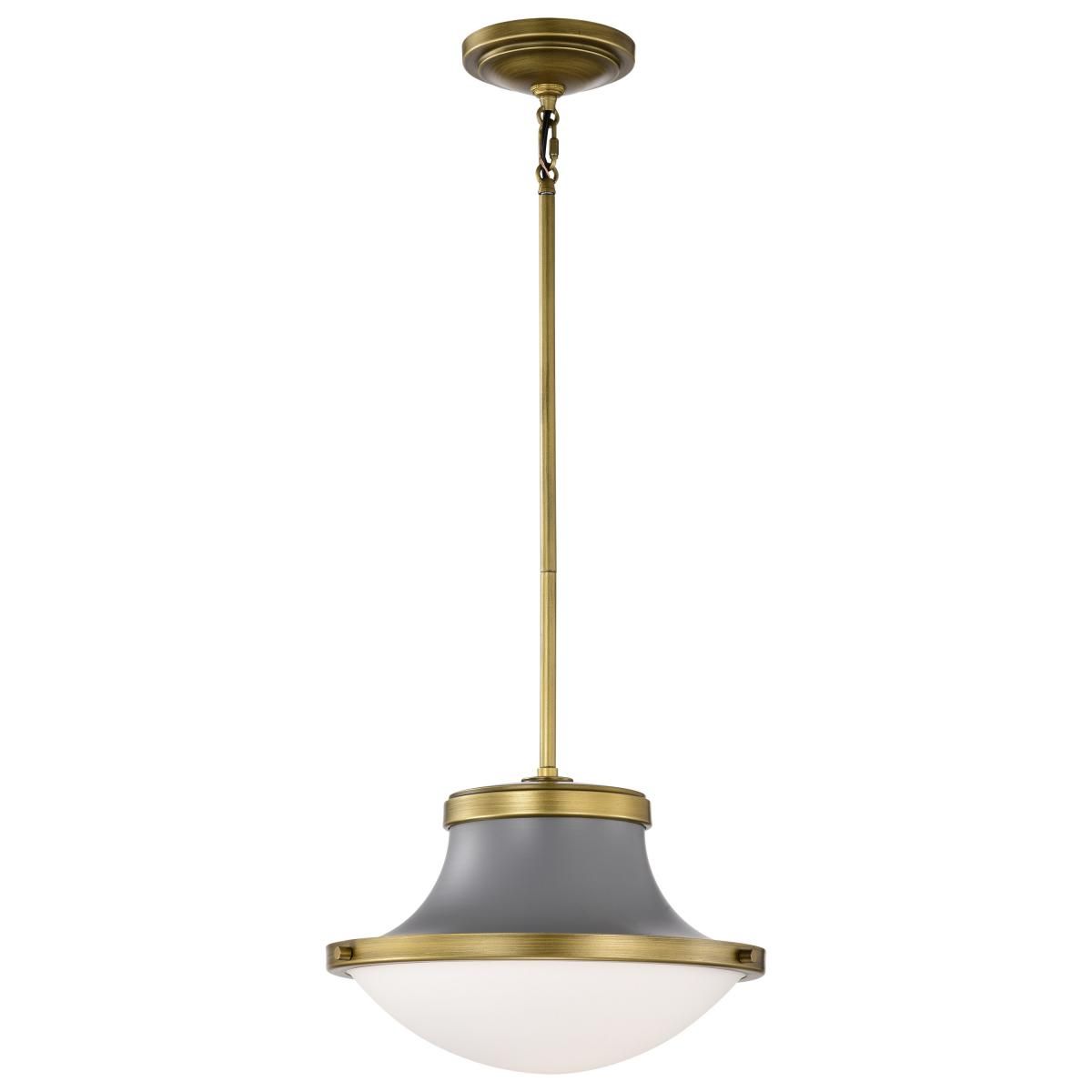 Lafayette 14 in. Pendant Light Matte Gray and Natural Brass Finish - Bees Lighting