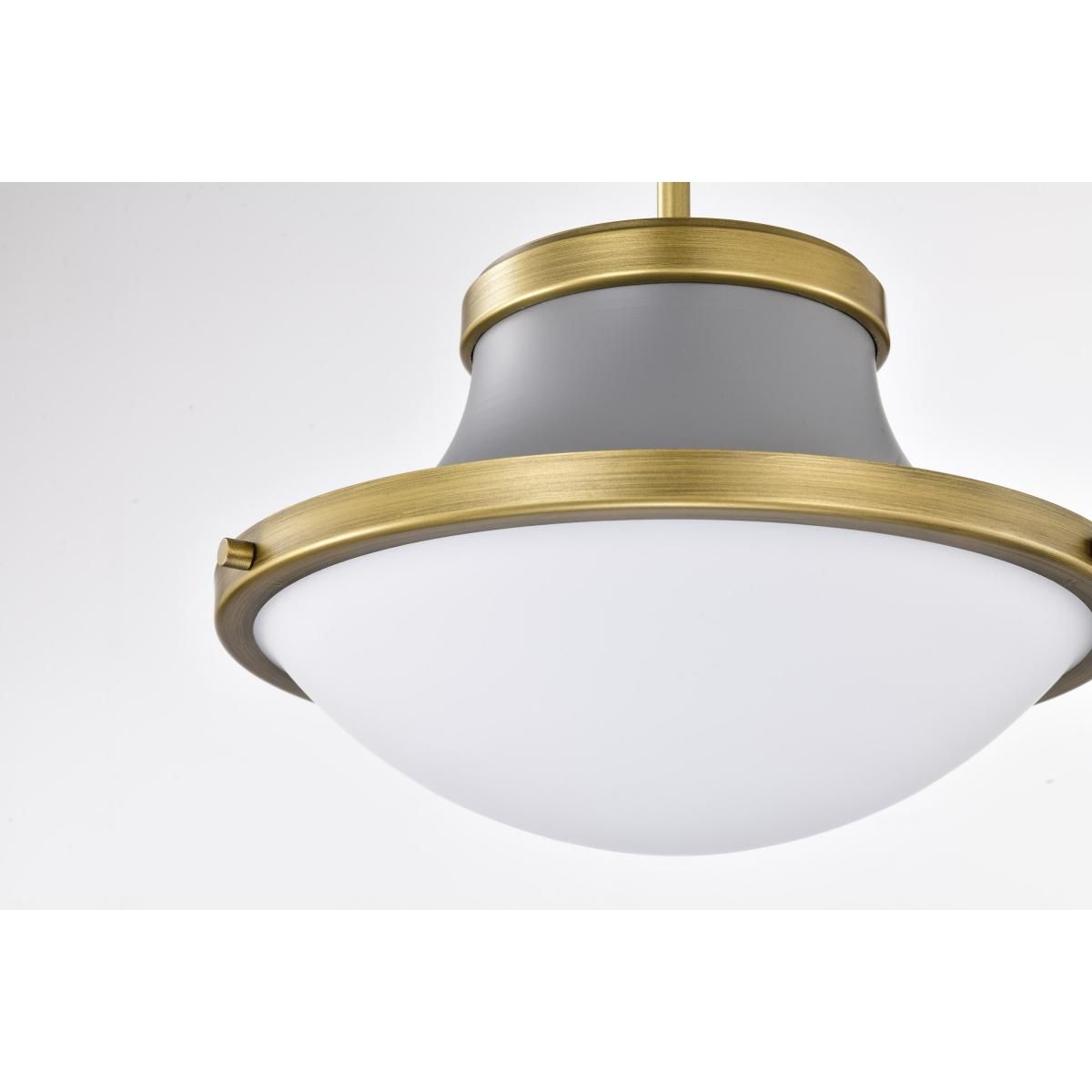Lafayette 14 in. Pendant Light Matte Gray and Natural Brass Finish - Bees Lighting